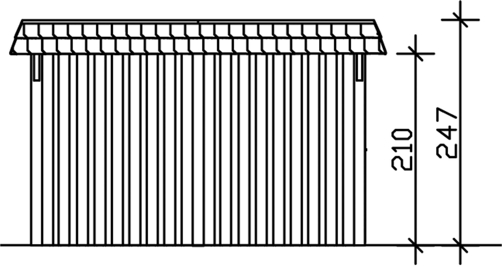 Skanholz Einzelcarport »Wendland«, Leimholz-Fichte, 341 cm, Eiche hell, mit Abstellraum mit Aluminiumdach, rote Blende