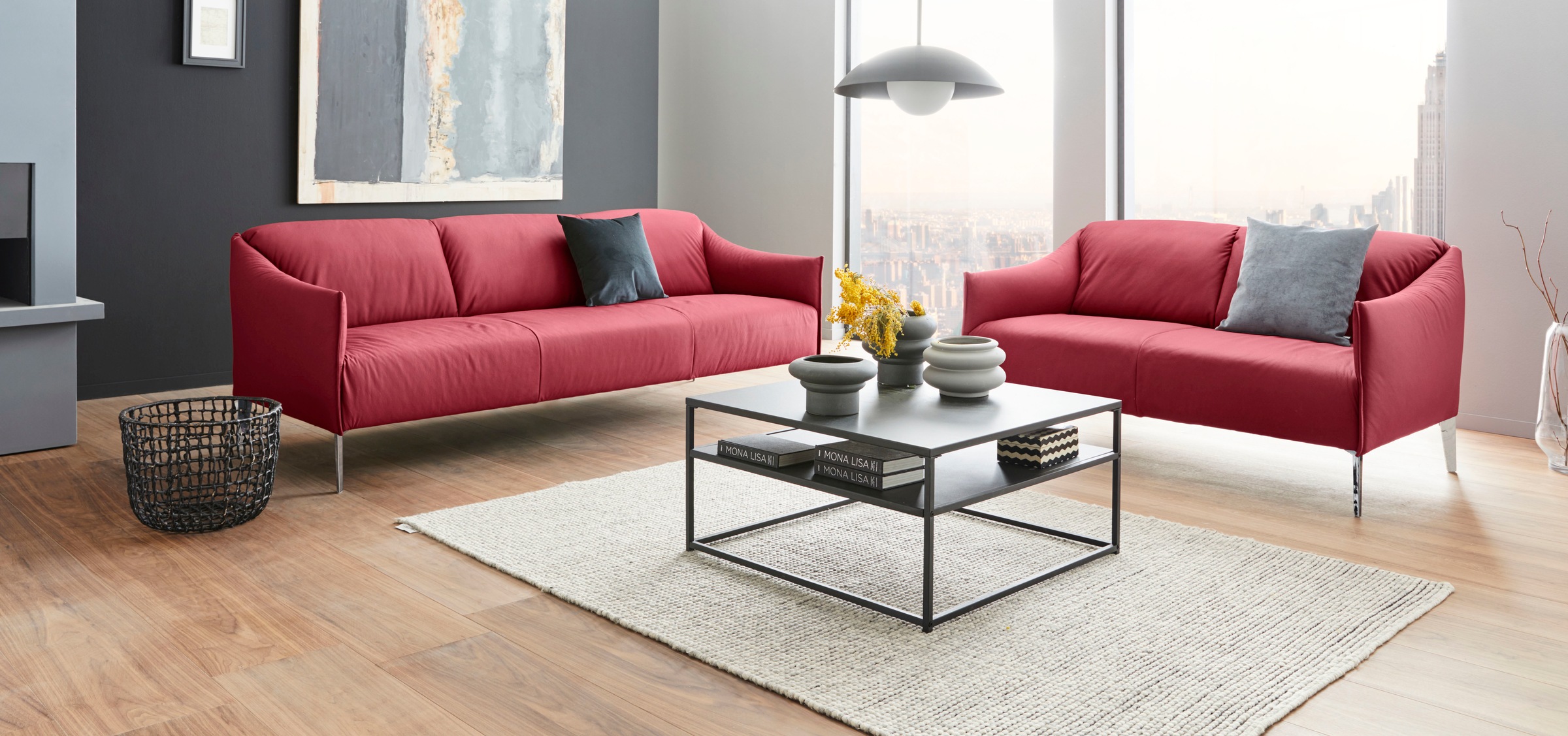 W.SCHILLIG 3-Sitzer »sally«, mit Metall-Winkelfüßen in Chrom glänzend, Breite 224 cm