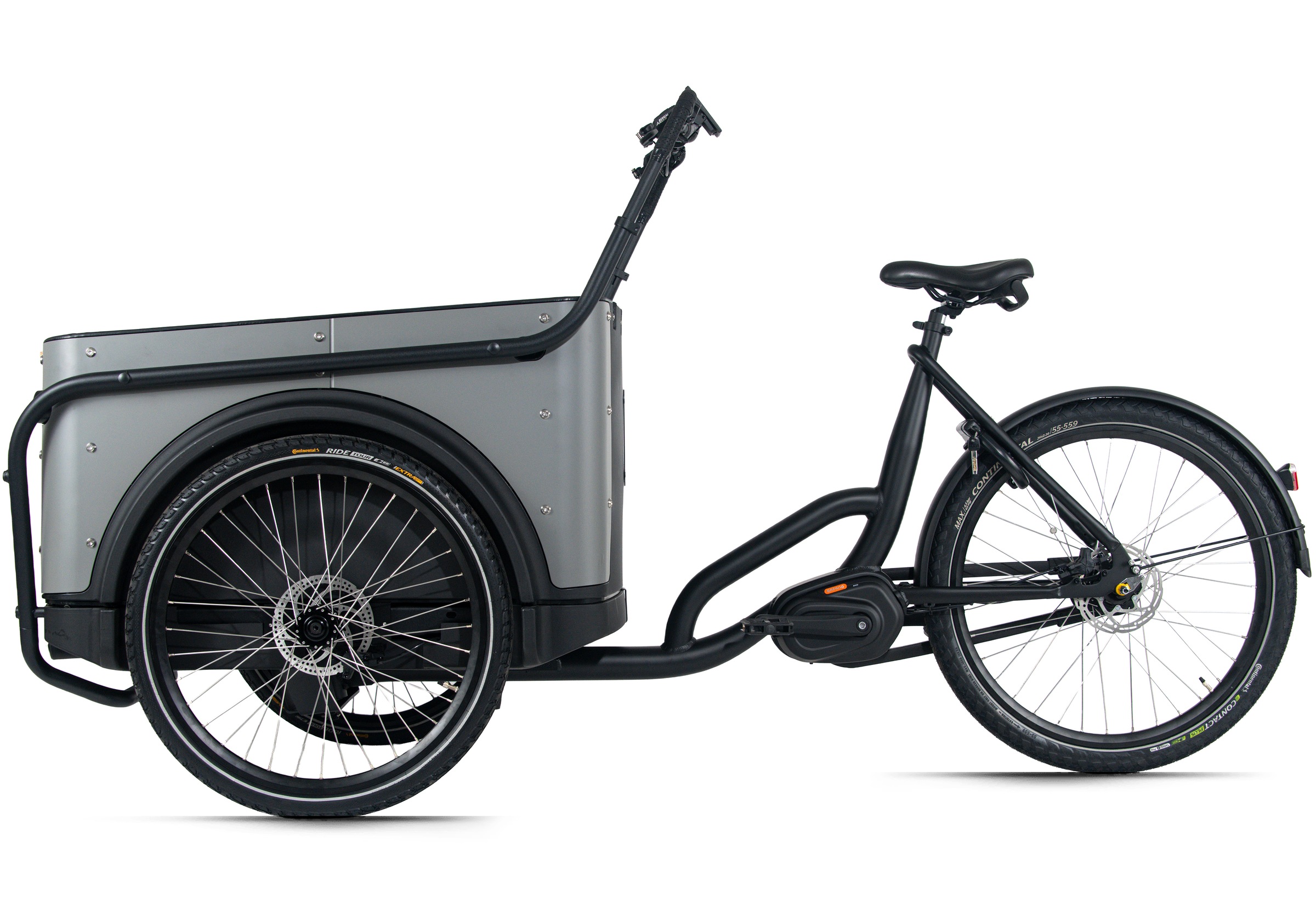 Royal Cargo Bikes »Cargo 3W Premium 17,5Ah / 630 Wh 24 / 26 Zoll grau« 7 Gang Shimano Nexus Schaltwerk Nabenschaltung Mittelmotor 250 W