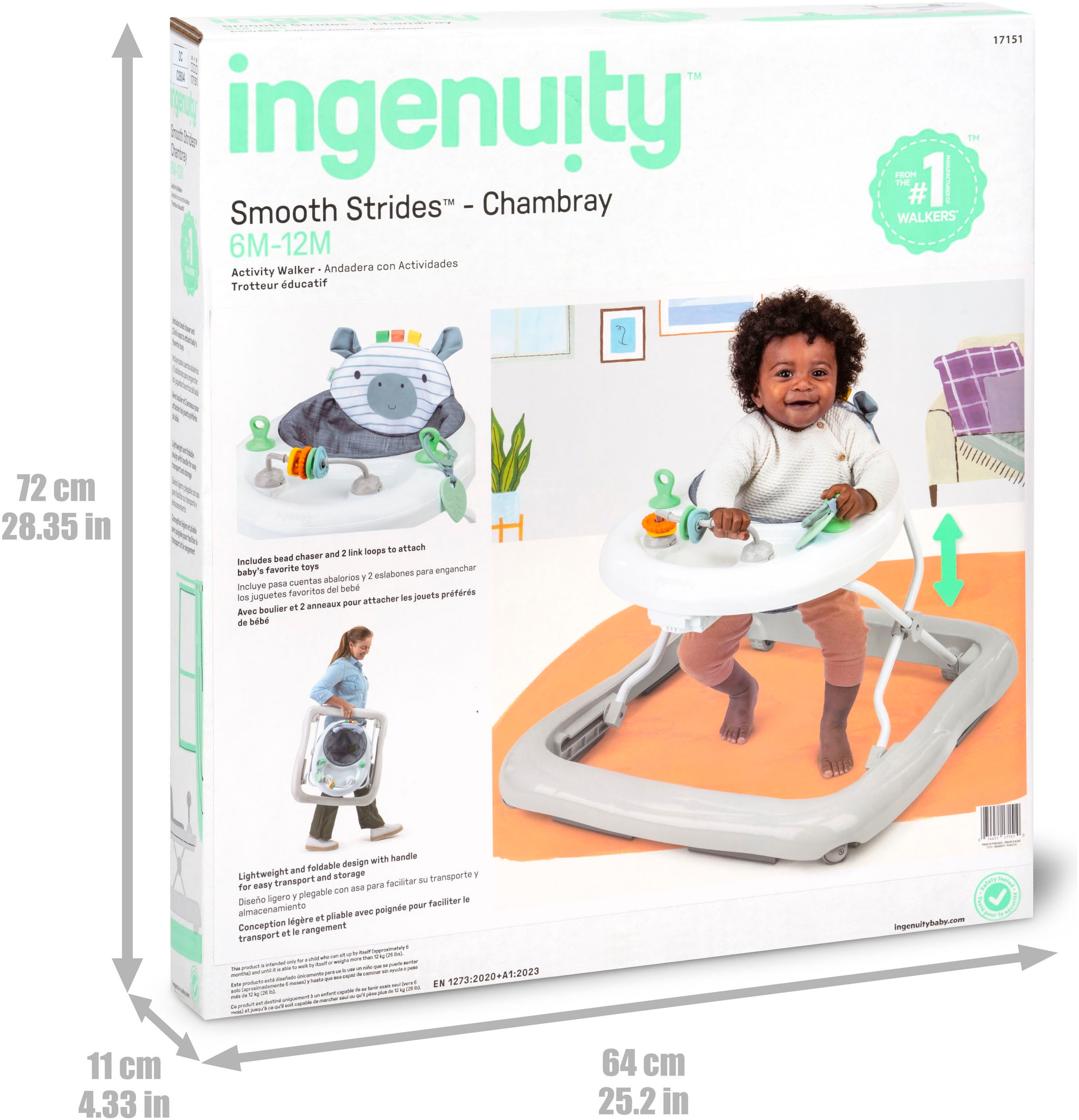 ingenuity Lauflernhilfe »Smooth Strides Activity Walker - Chambray«
