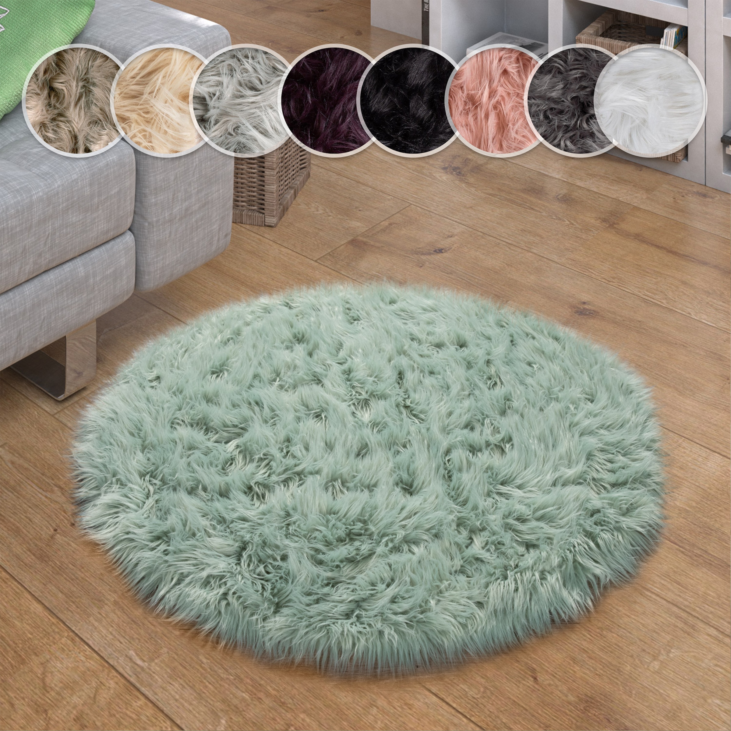 Paco Home Fellteppich "Playa 960" rund 64 mm Höhe Kunstfell, Flokati-Optik, günstig online kaufen