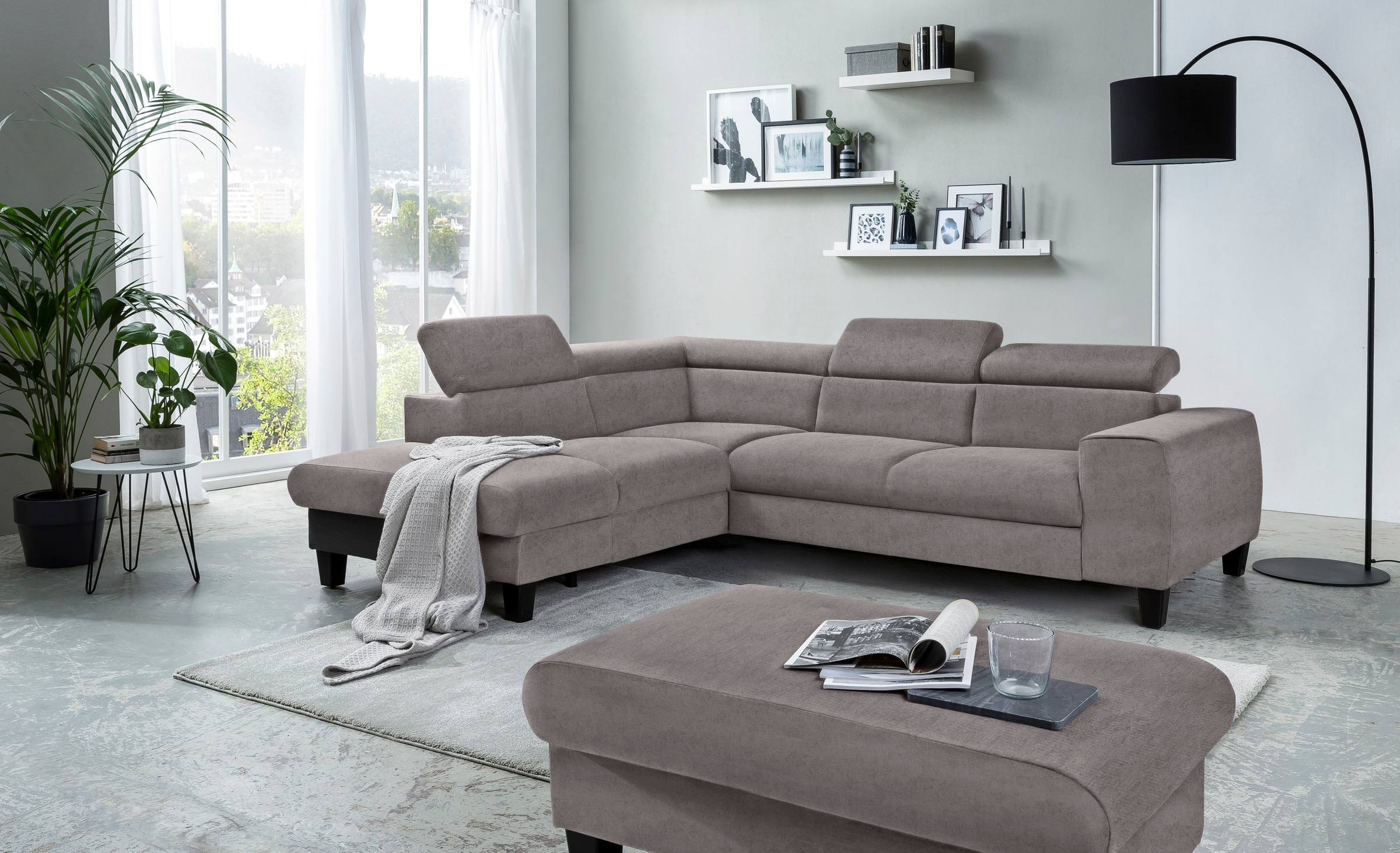 COTTA Ecksofa »Morven L-Form«, Kopfteilverstellung, wahlweise mit Bettfunktion und Bettkasten