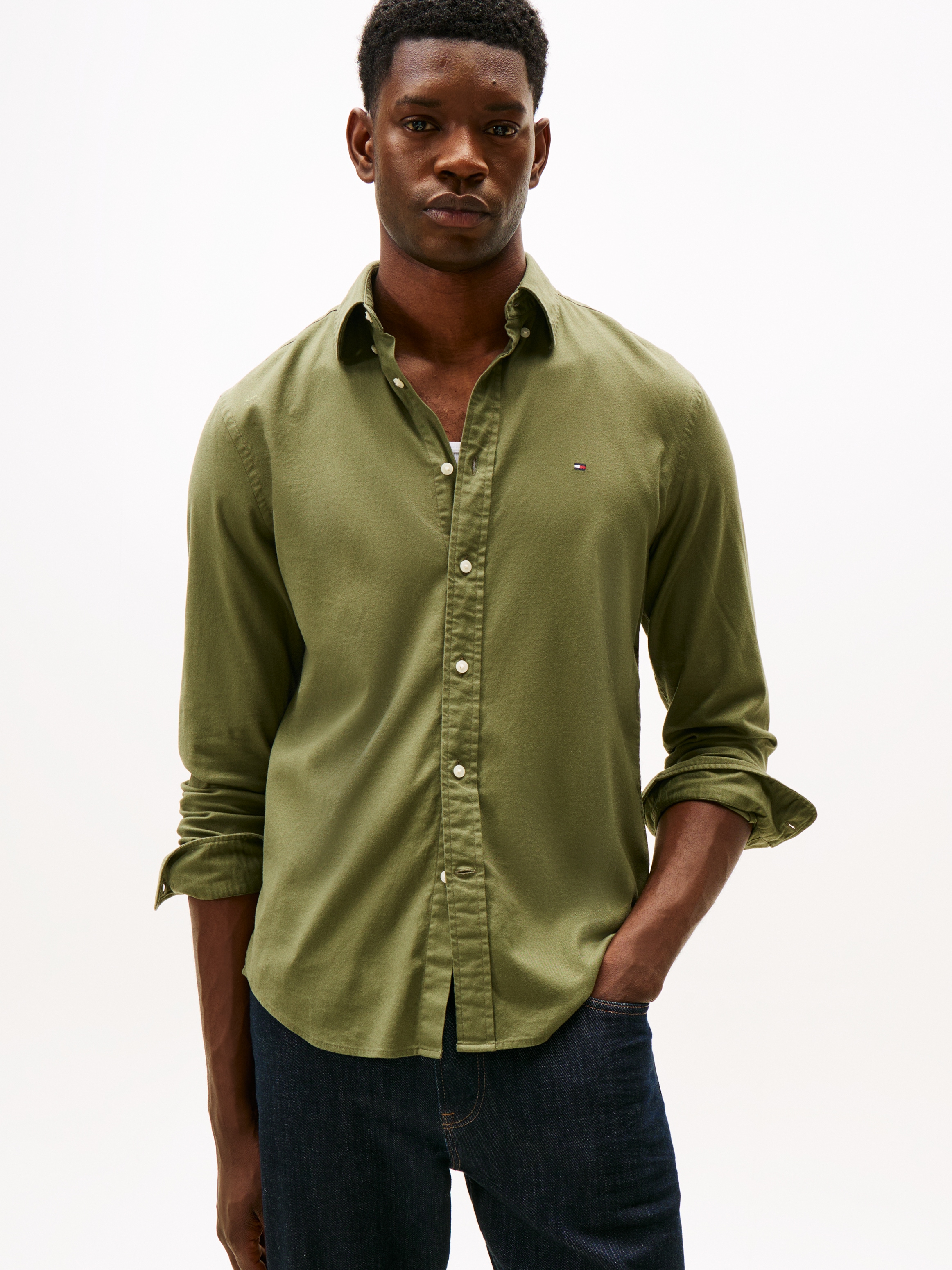 Tommy Hilfiger Langarmhemd "FLEX FLANNEL SOLID SHIRT" Regular fit günstig online kaufen