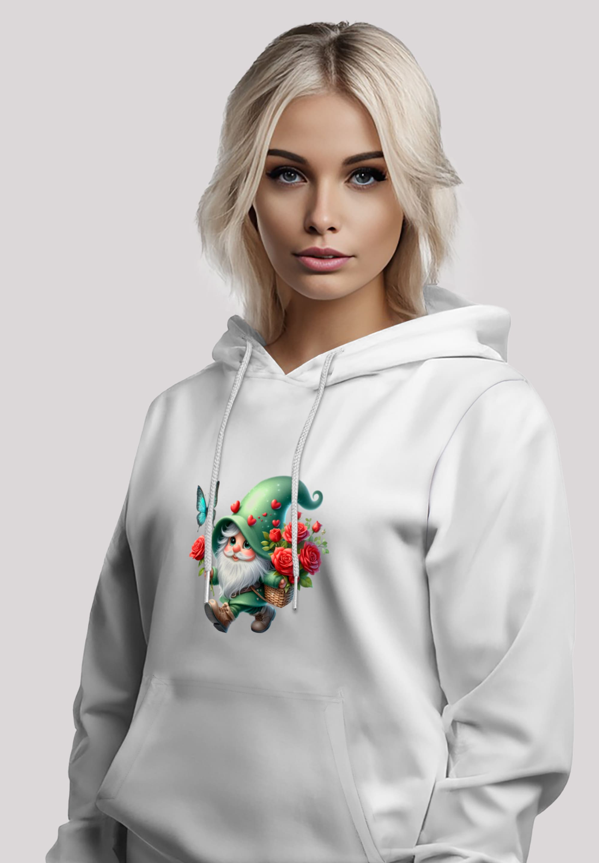F4NT4STIC Kapuzenpullover »Gnom Frühling Blumen Schmetterling«, Premium Qualität