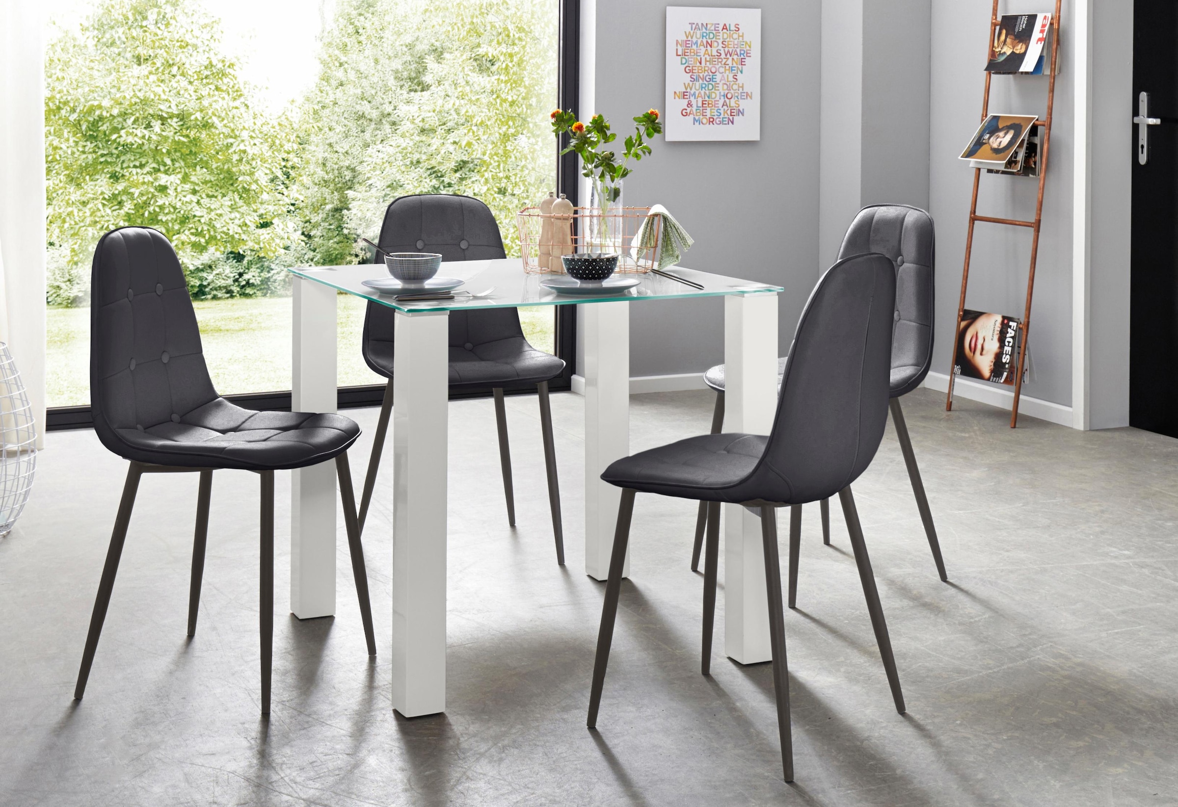 INOSIGN Essgruppe Set, 5 Stk. tlg. mit Glastisch, Breite 80 cm günstig online kaufen