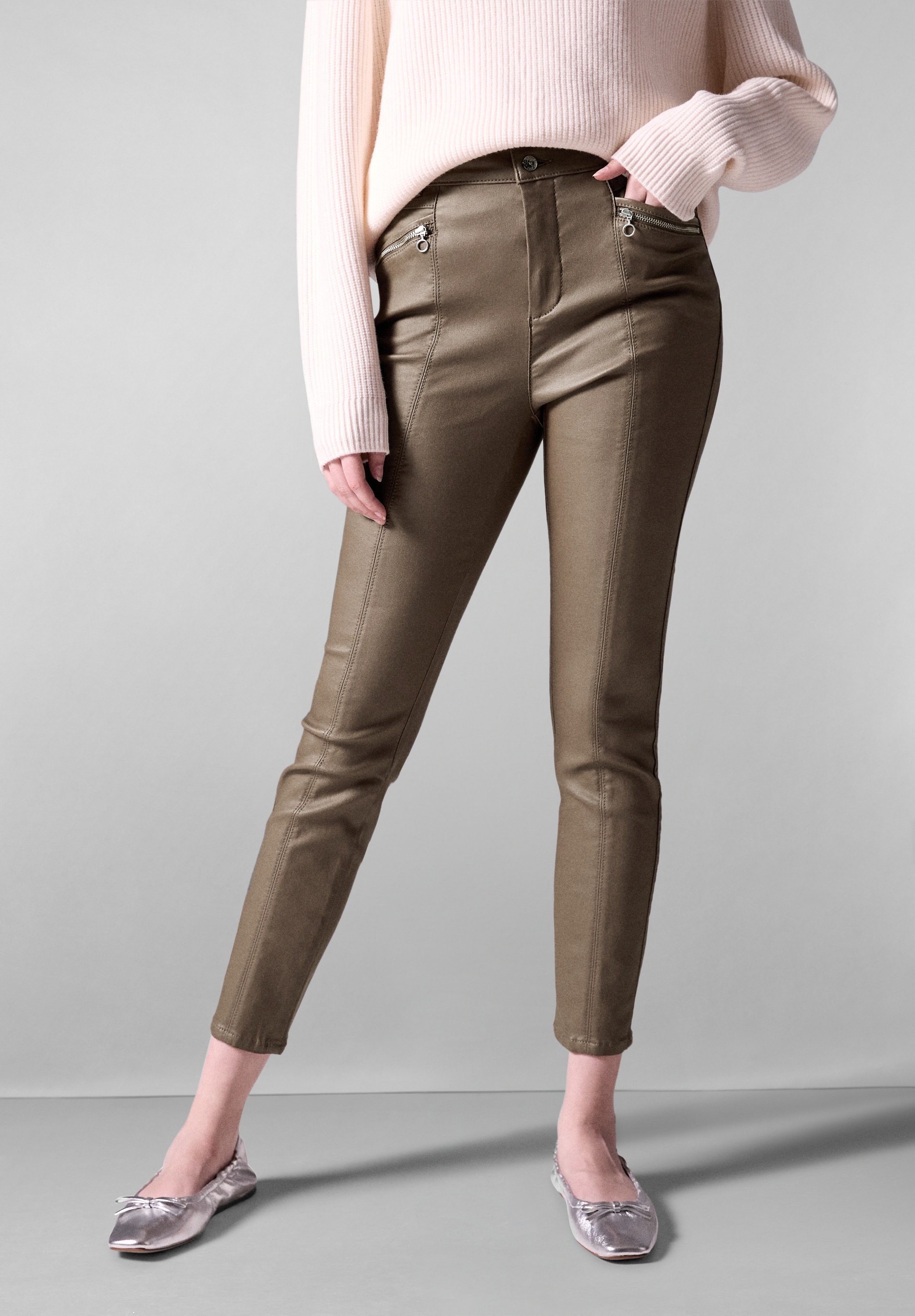 STREET ONE STUDIO Lederimitathose High Waist
