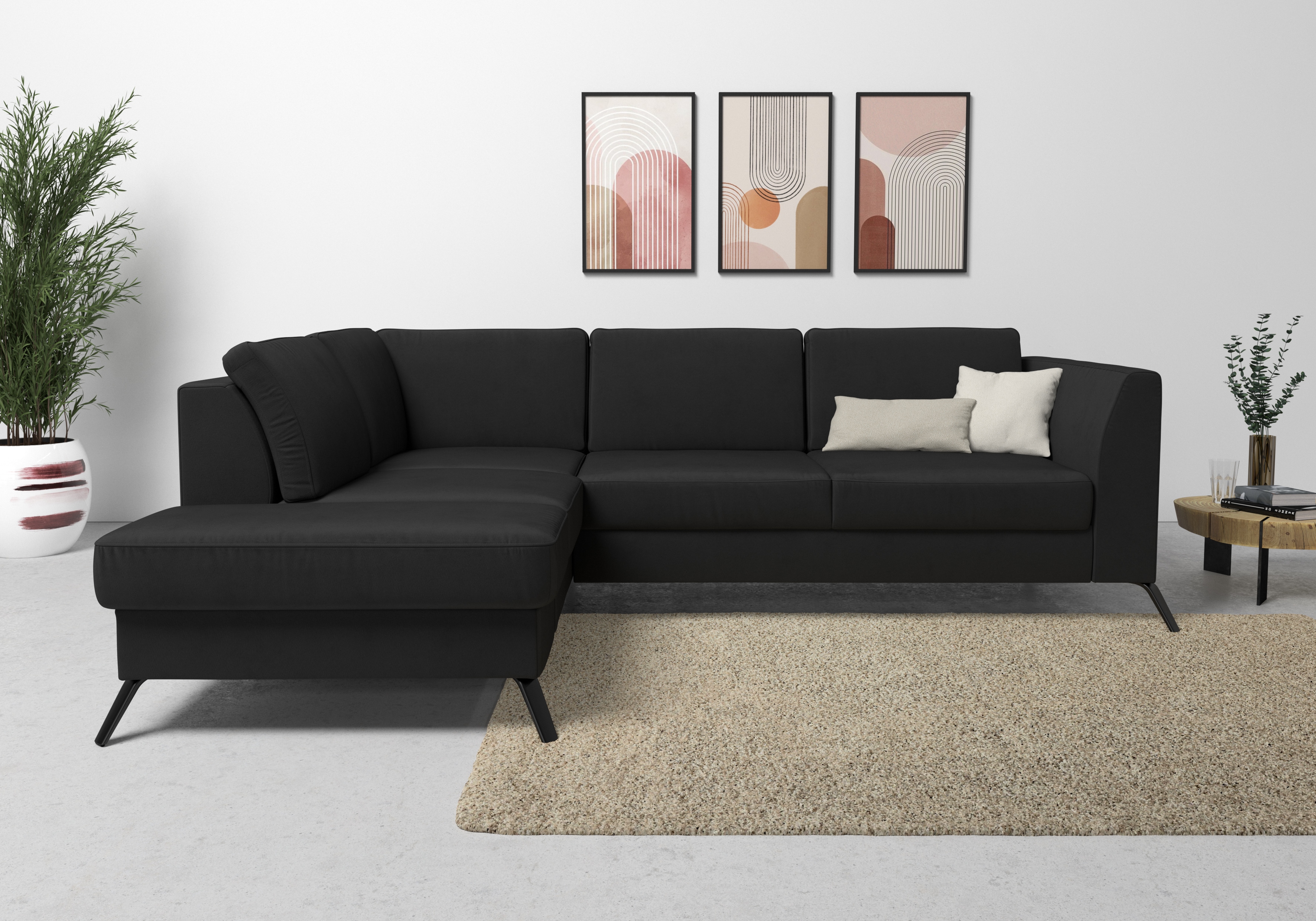 sit&more Ecksofa "Olsen L-Form" inklusive Sitztiefenverstellung, optional Schlaffunktion, 15cm hoch