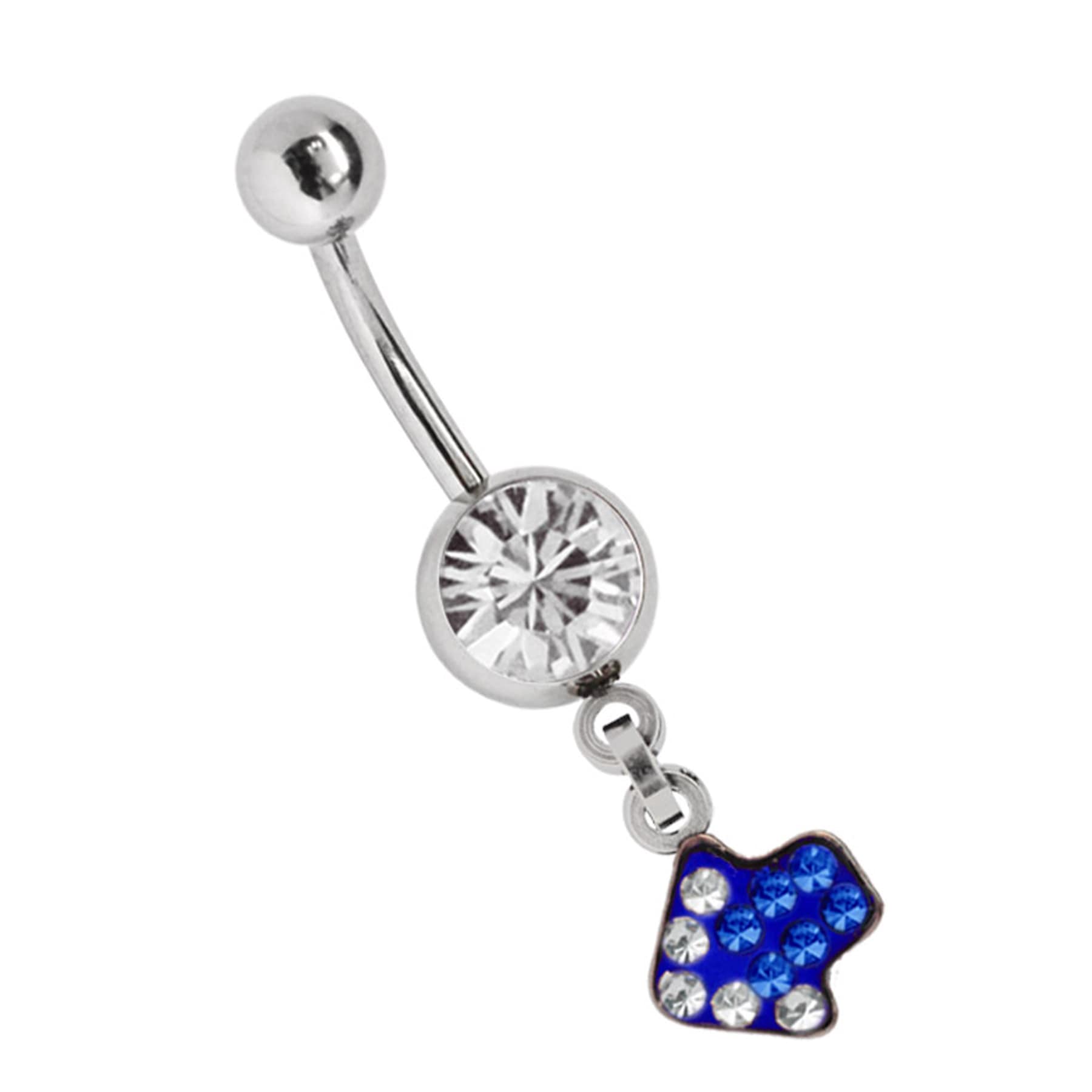 ADELIA ́S Damen Bauchnabelpiercing "Piercing Bauchnabelpiercing", onesize, blau, Chirurgiestahl, Piercings, Banane mit 8 mm Zirkoniakugel in klar