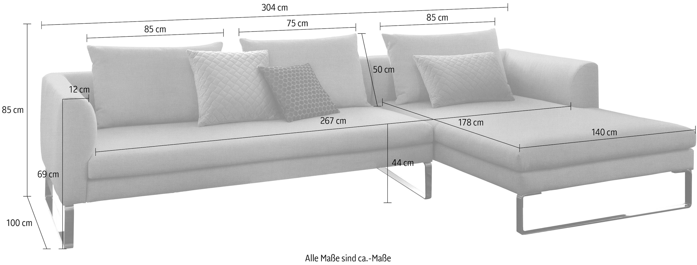 3C Candy Ecksofa »Avola modern elegantes Designsofa mit Bügelfuß, L-Form«, bequem und komfortabel