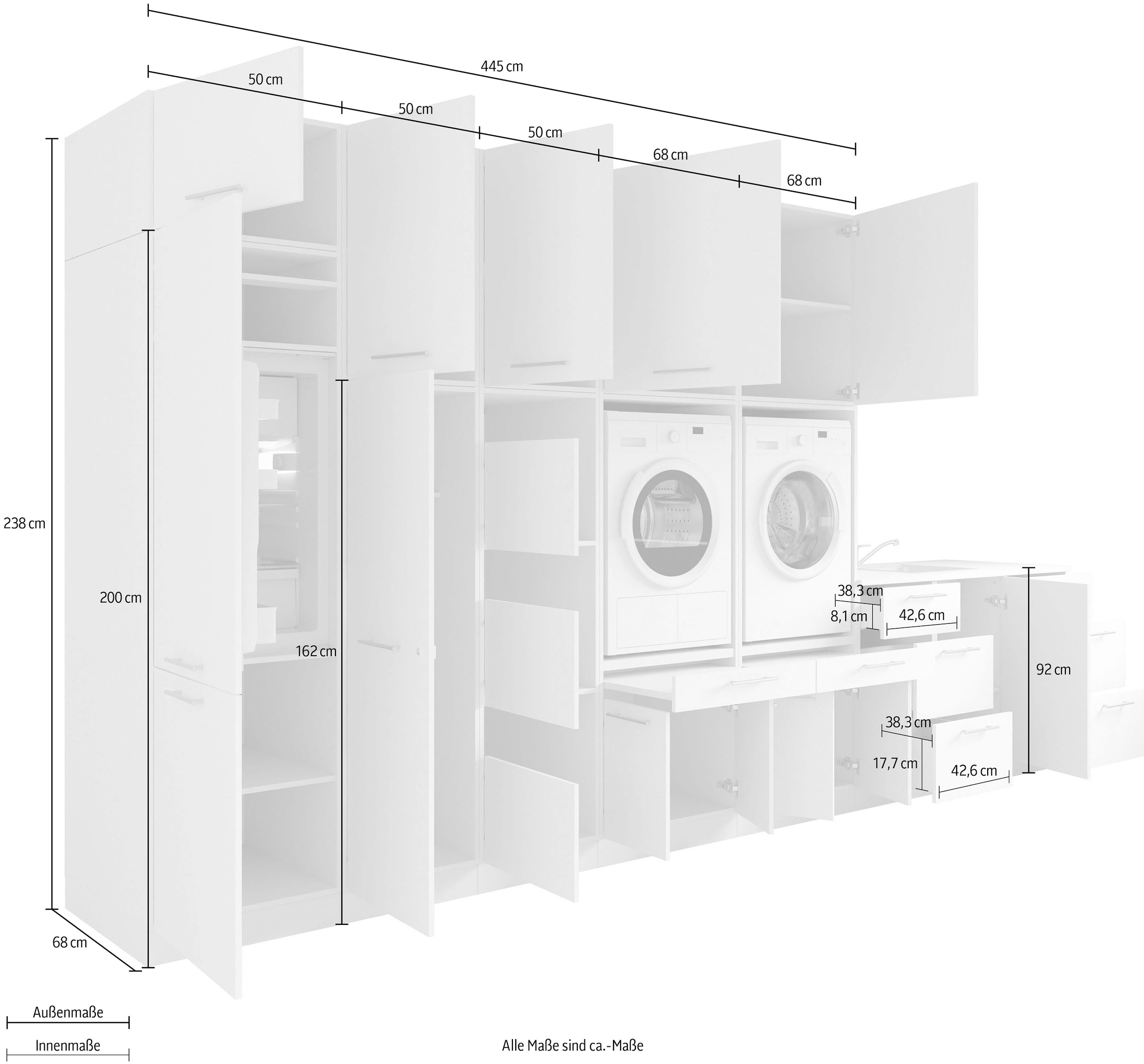 Laundreezy Mehrzweckschrank-Set »Laundreezy, 12-tlg. Mehrzweckschrank-Set B/H/T 445/238/68 cm« 12 Stk. tlg.