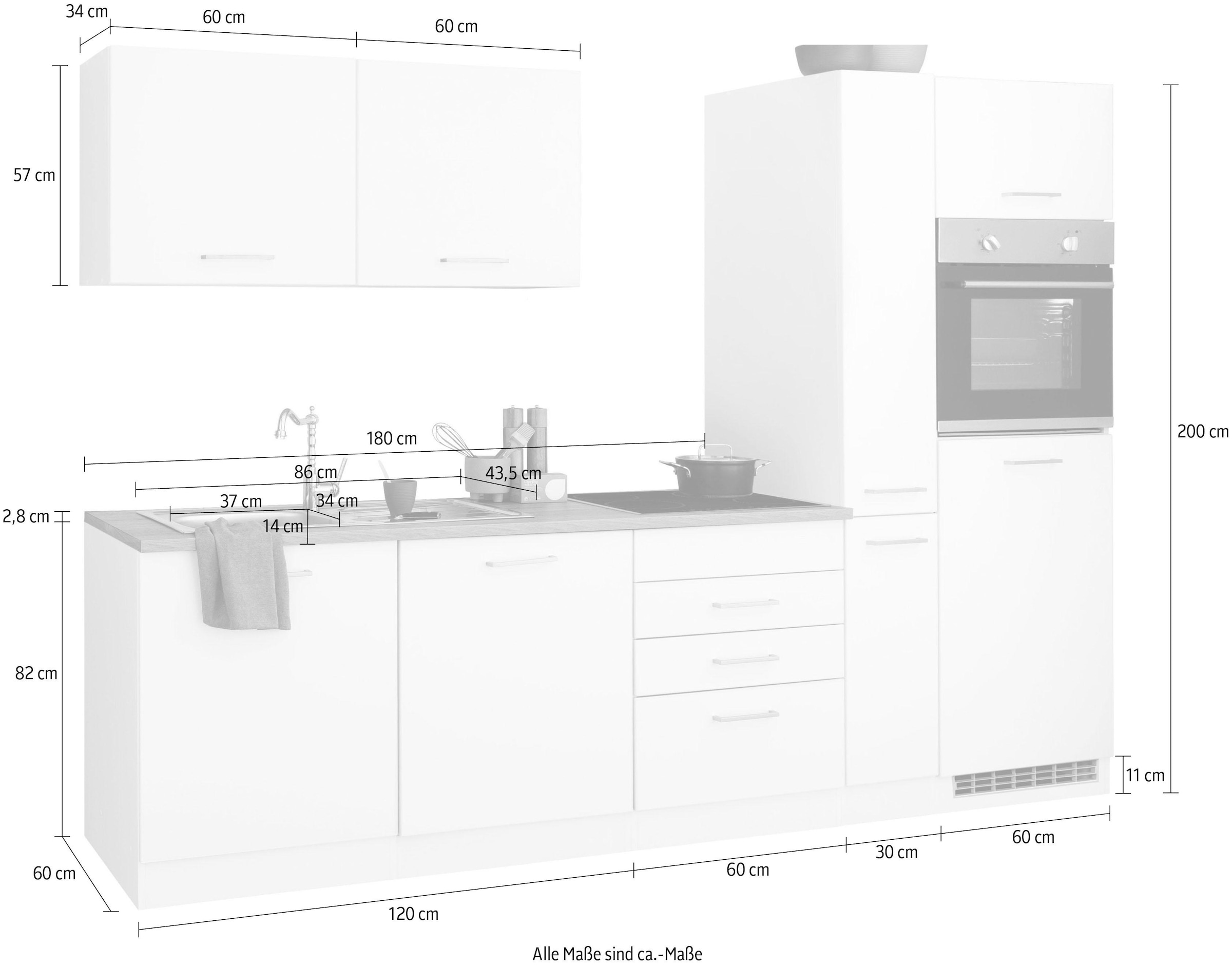 HELD MÖBEL Küchenzeile »Visby«, ohne E-Geräte, Breite 270 cm für Kühlschrank