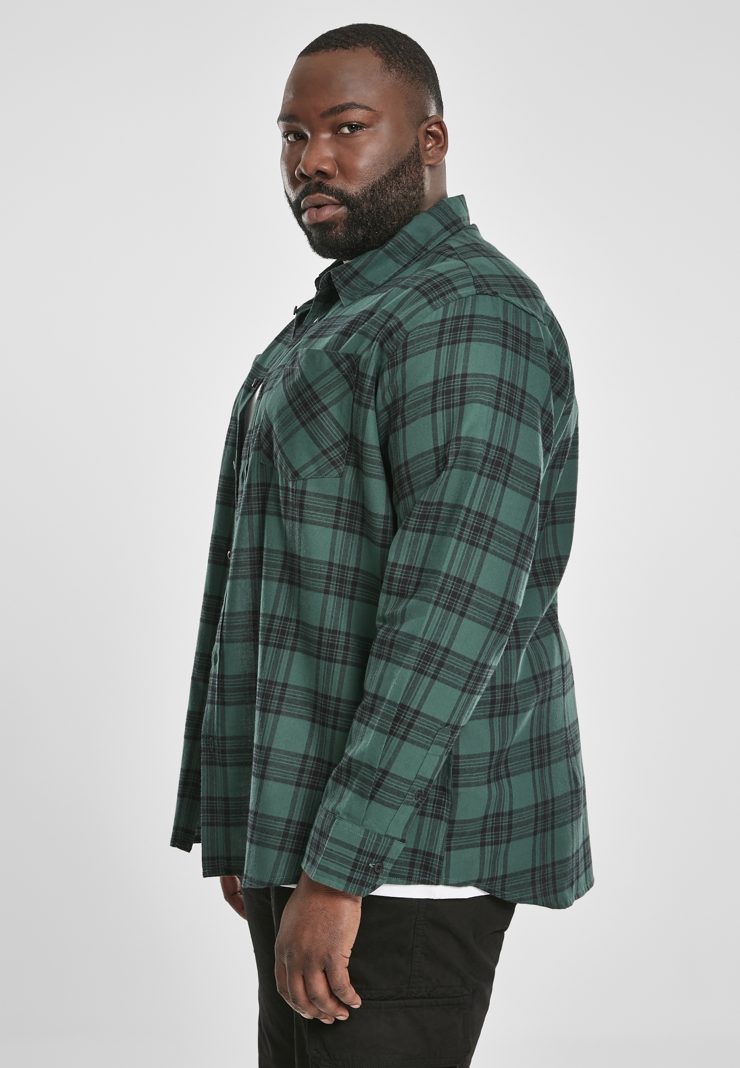 URBAN CLASSICS Langarmshirt »Herren Checked Flanell Shirt 7«, (1 tlg.)