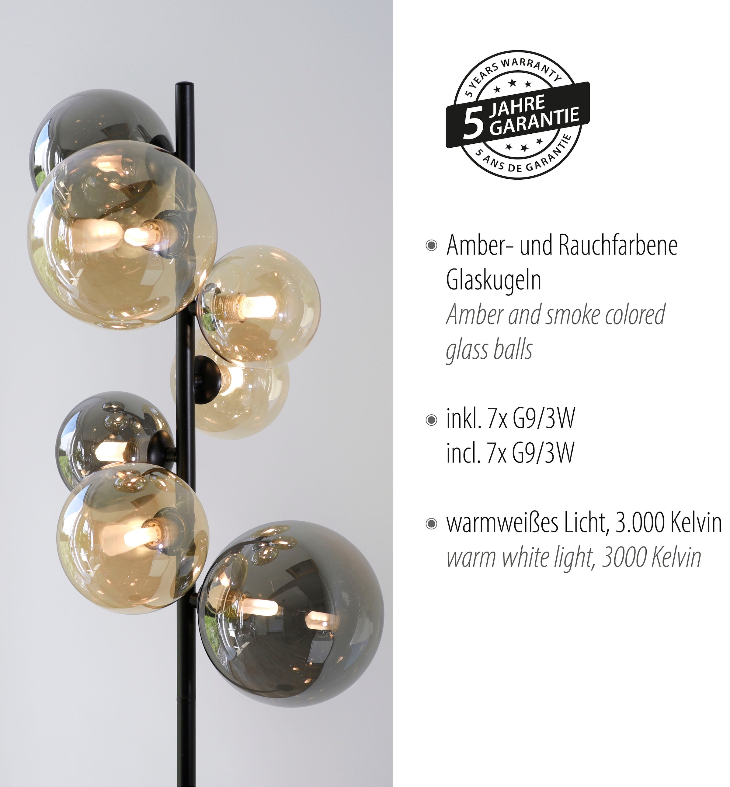 Paul Neuhaus Stehlampe »POPSICLE«, 7 flammig, Leuchtmittel G9 | LED wechselbar