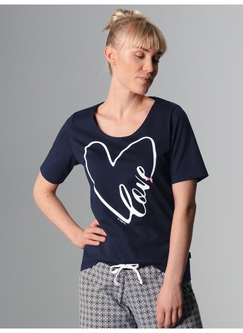 Pyjamaoberteil »TRIGEMA T-Shirt mit großem Herz-Motiv«