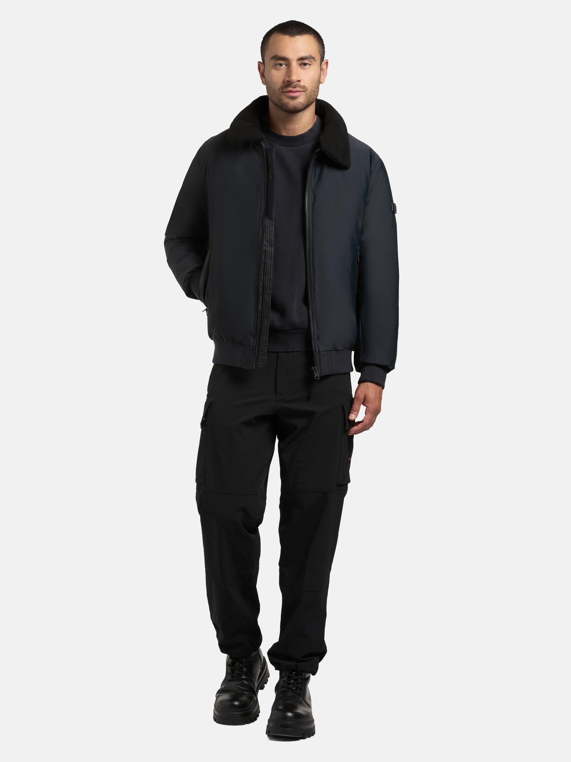 khujo Outdoorjacke "Ginster" ohne Kapuze Herren Winterjacke mit Teddyfleece-Besatz und magnetischen Details