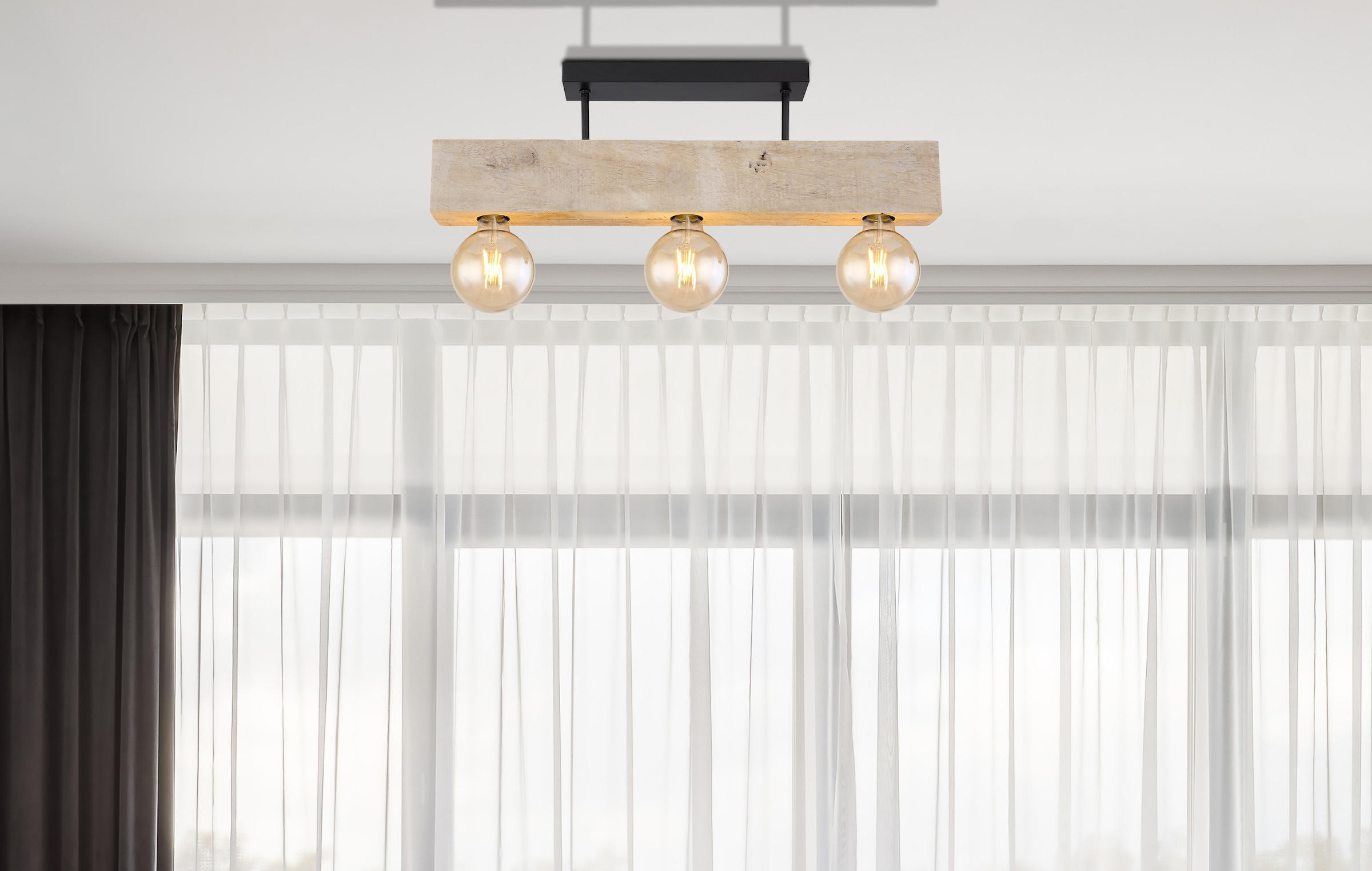 GLOBO LIGHTING Deckenleuchte »ADALIE«, Leuchtmittel E27 | ohne Leuchtmittel, Deckenlampe/Holz/Wohnbereich/Esszimmer/Flur/modern