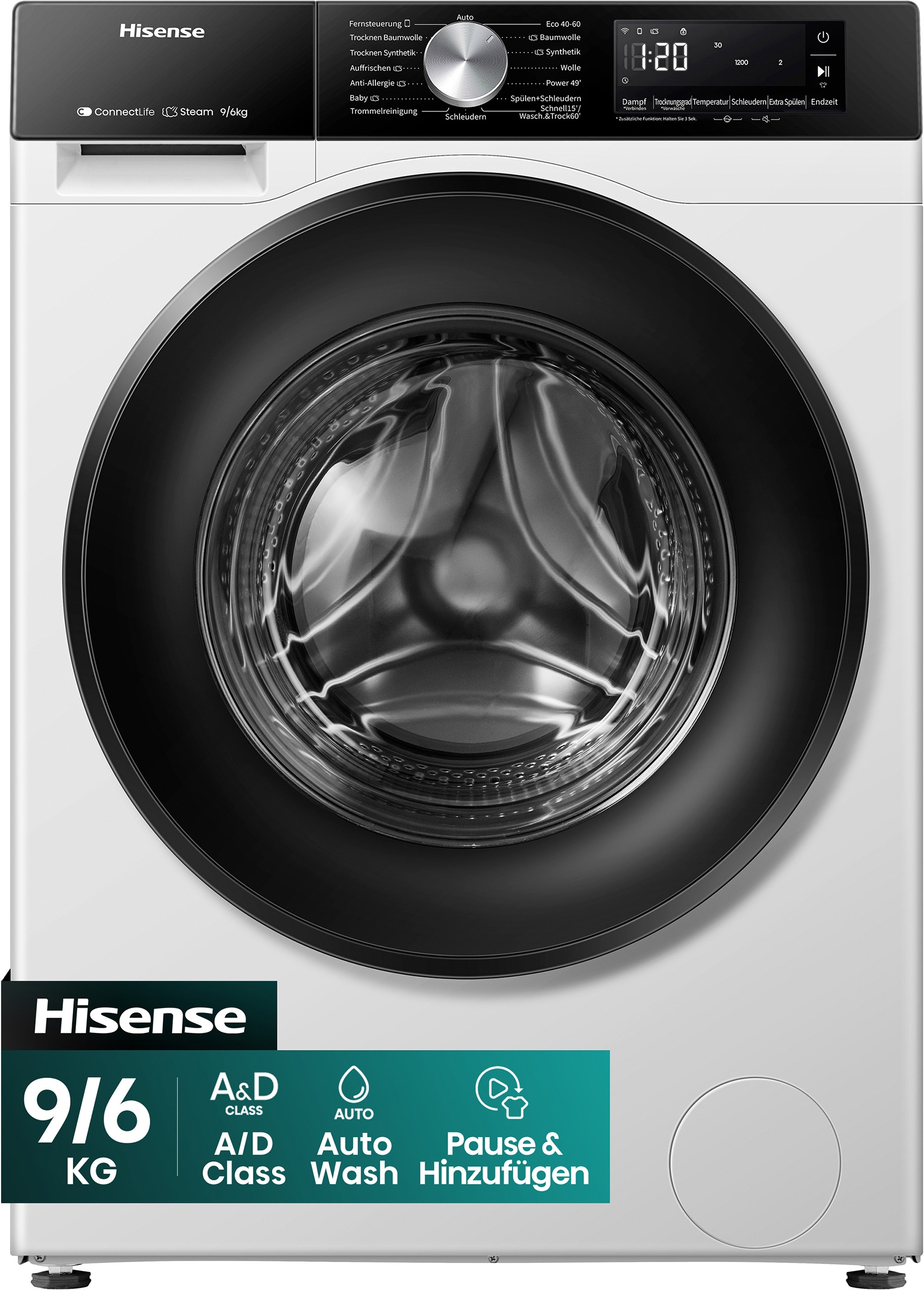 Hisense Waschtrockner »WD3S9043BW3« 3s Serie 9 kg /6 kg 72 dB(A) Waschen & Trocknen in 60 min.
