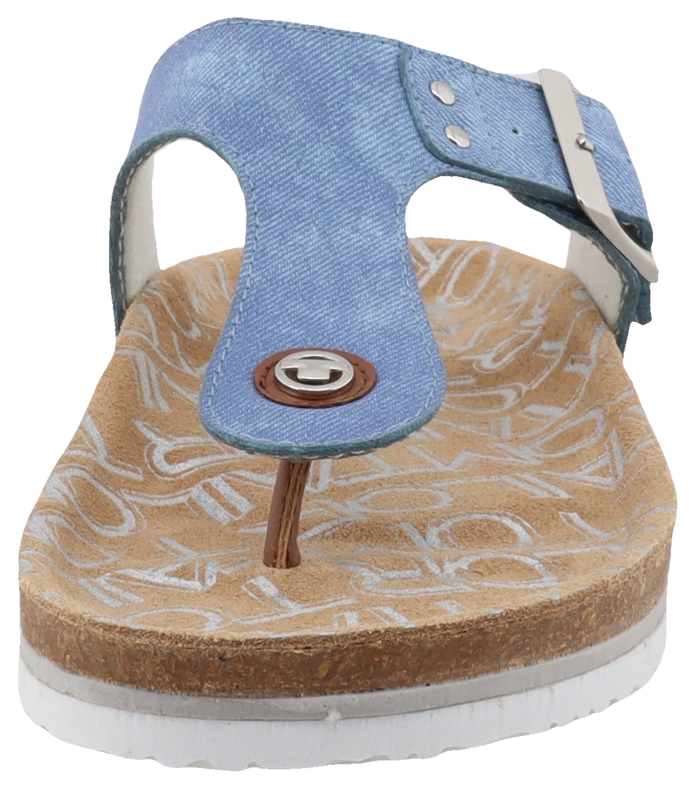 TOM TAILOR Zehentrenner, Flats, Sommerschuh, Dianette, Strandschuh in Jeans Optik