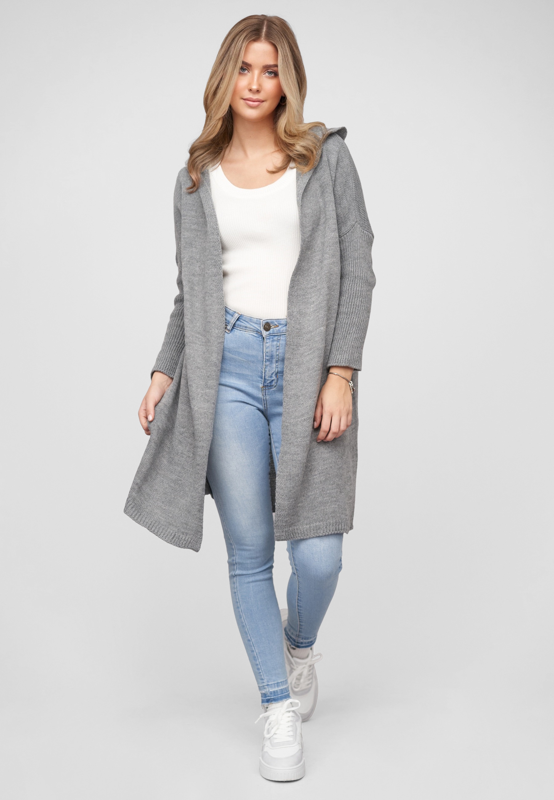CLOUD 5IVE Strickjacke »CLOUD 5IVE Longform knit cardigan with hood« 1