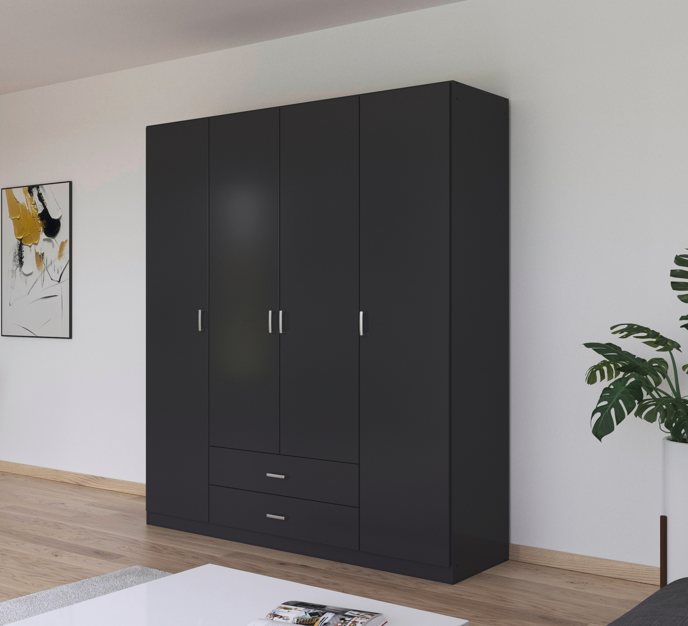 rauch Drehtürenschrank "Kleiderschrank Garderobe GAMMA Breiten 181 cm" in 3 Ausstattungen BASIC/CLASSIC/PREMIUM (inkl. SOFT-CLOSE-Funktion), mit Schubladen, verschiedene Griff-Varianten TOPSELLER MADE IN GERMANY