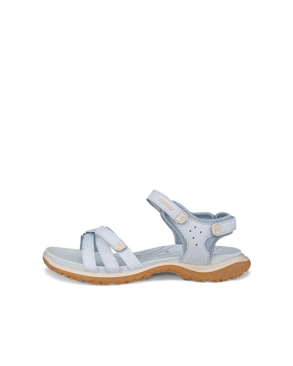 Trekkingsandale ECCO "ECCO OFFROAD ROAM W", Damen, Gr. 43, blau (hellblau), Leder, Schuhe, Outdoorschuh, Sommerschuh, Freizeitsandale, mit Klettverschlüssen 3