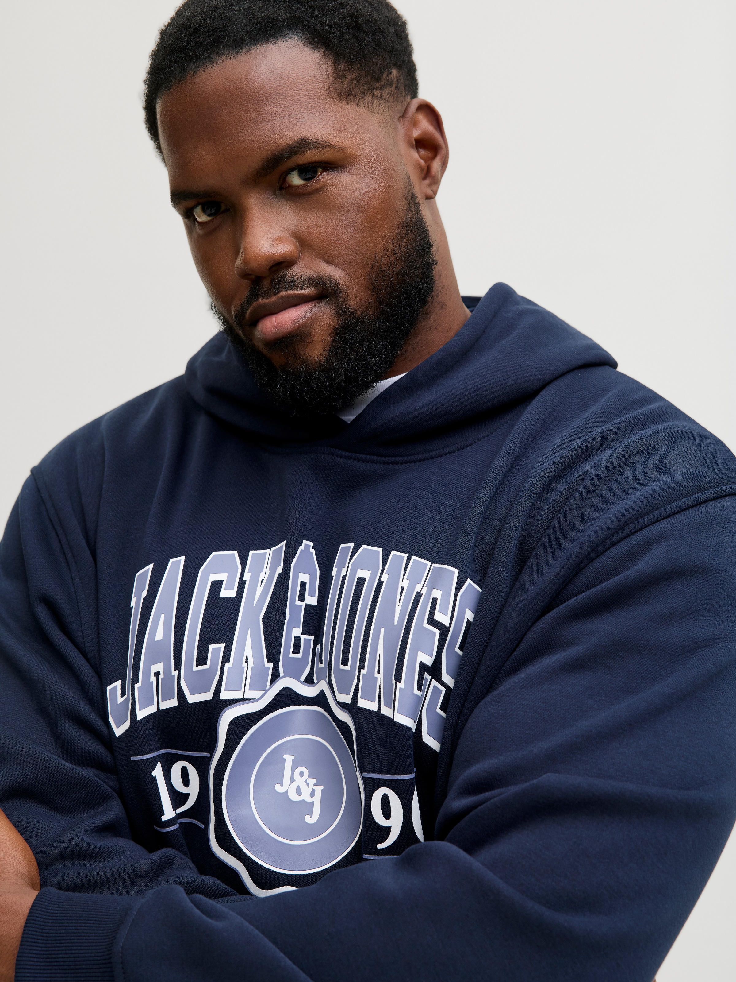 Jack & Jones JJMAKO Sweat Hood Plus Size Sky Captain 4XL 4