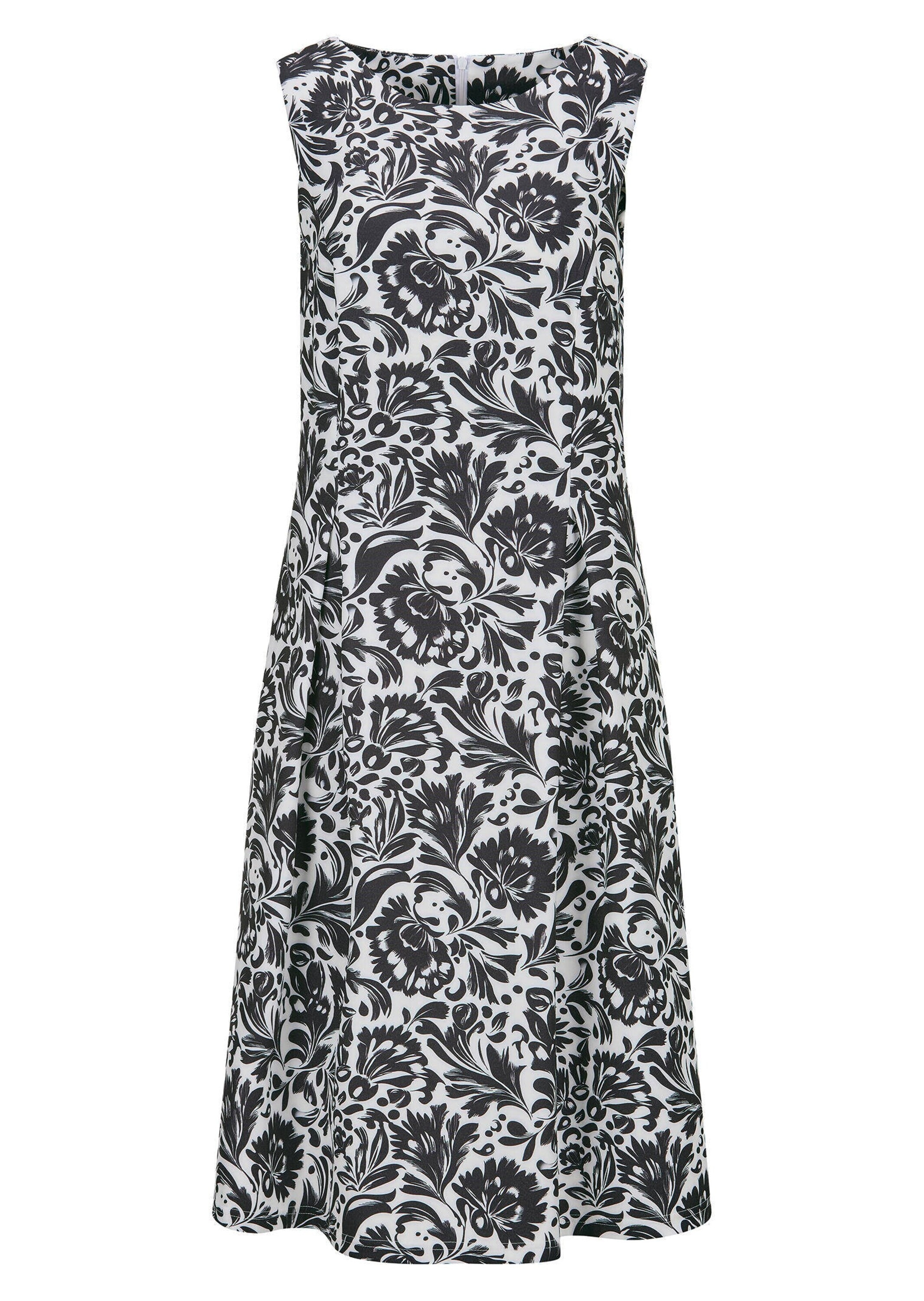GOLDNER "Kurzgröße Elegantes Jerseykleid mit Faltenrock" Eingrifftaschen Nahttaschen an der Seite