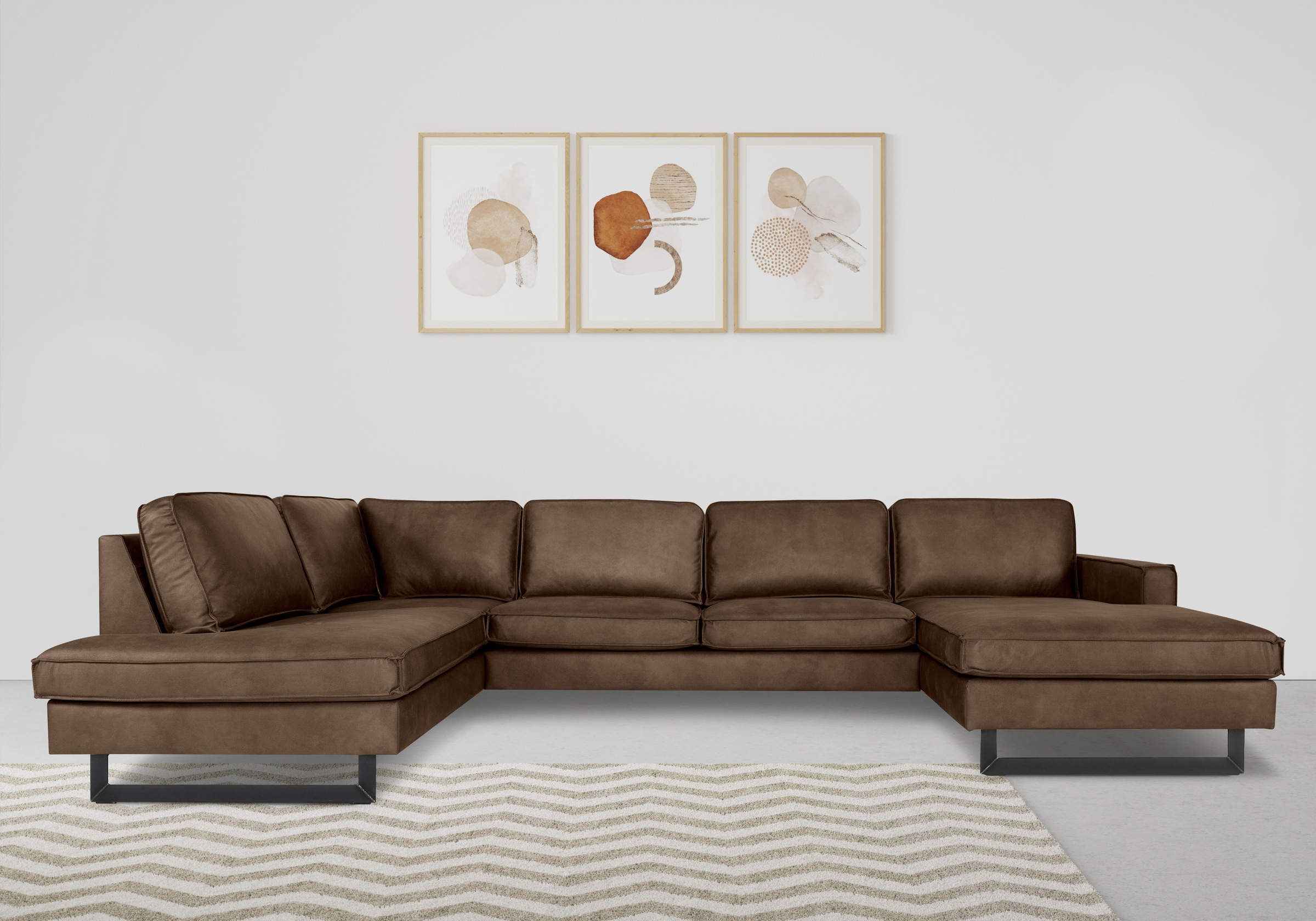 Home affaire Wohnlandschaft "Pinto, 350 cm, U-Form, XXL, mit Ottomanen" Cor günstig online kaufen