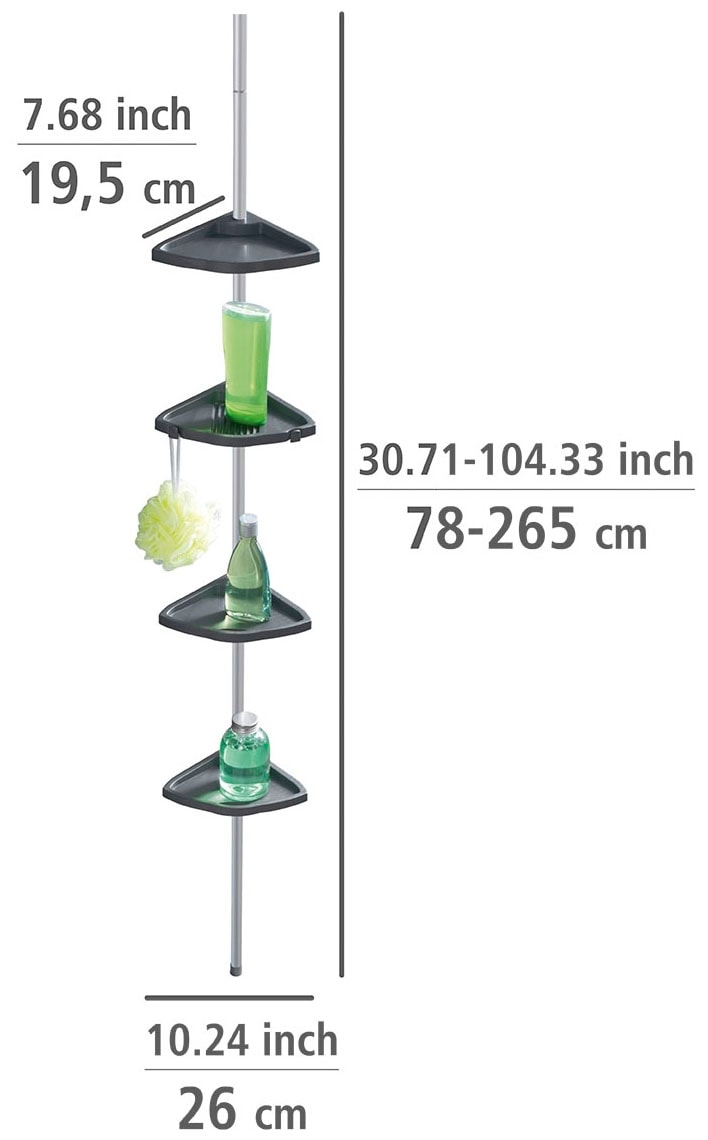 WENKO Teleskopregal »Easy«, Badregal mit 4 Ablagen, höhenverstellbar 78-265 cm