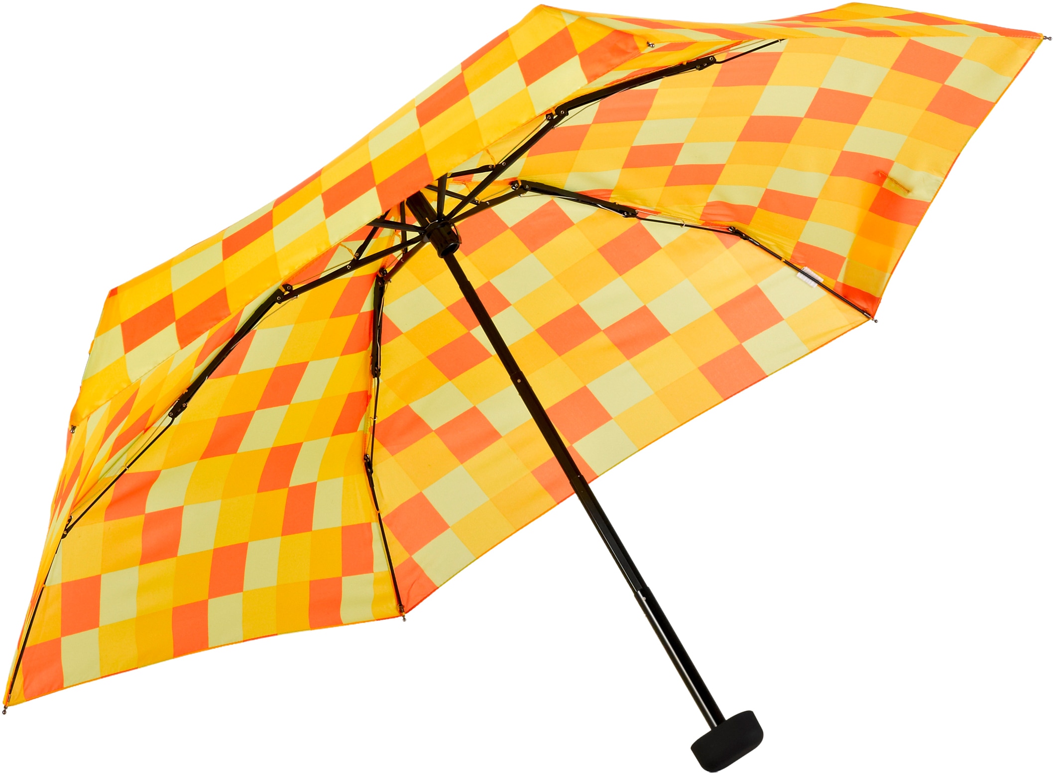 Taschenregenschirm | flach und kurz kaufen gelb »Dainty, Karo BAUR online extra orange«, EuroSCHIRM®