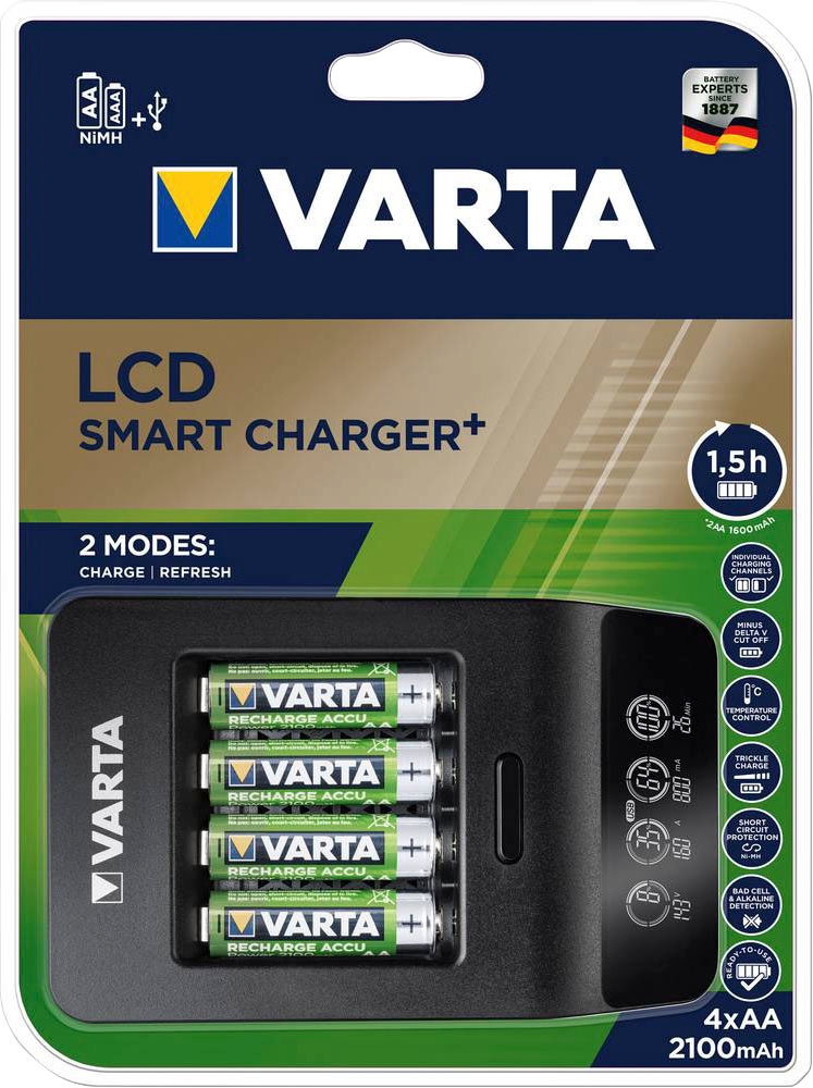 VARTA Powerstation »VARTA LCD Smart Charger+ für 4 AA/AAA-Akkus und USB-Geräte«, Micro