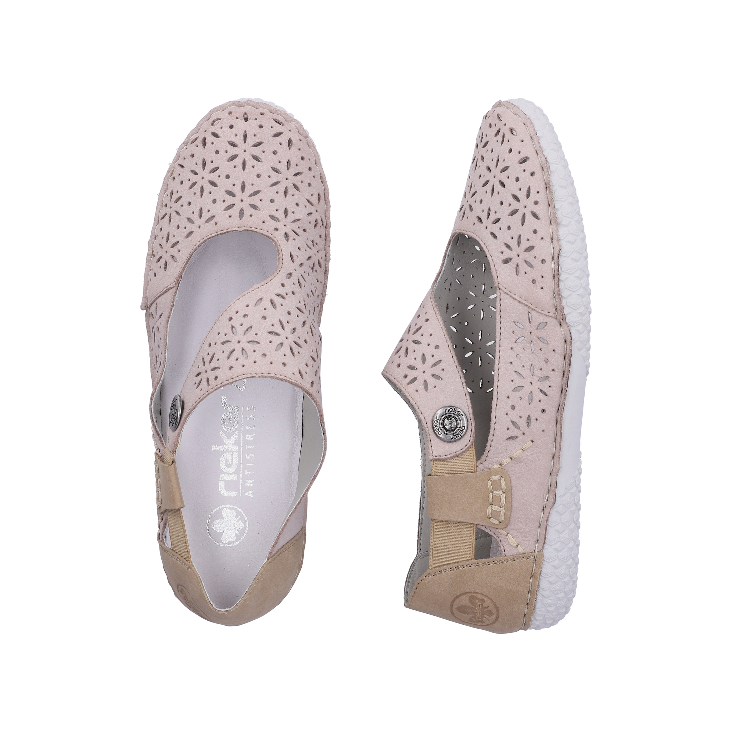 Rieker Riemchenballerina  Schlupfschuh, Slipper mit modischer Perforation