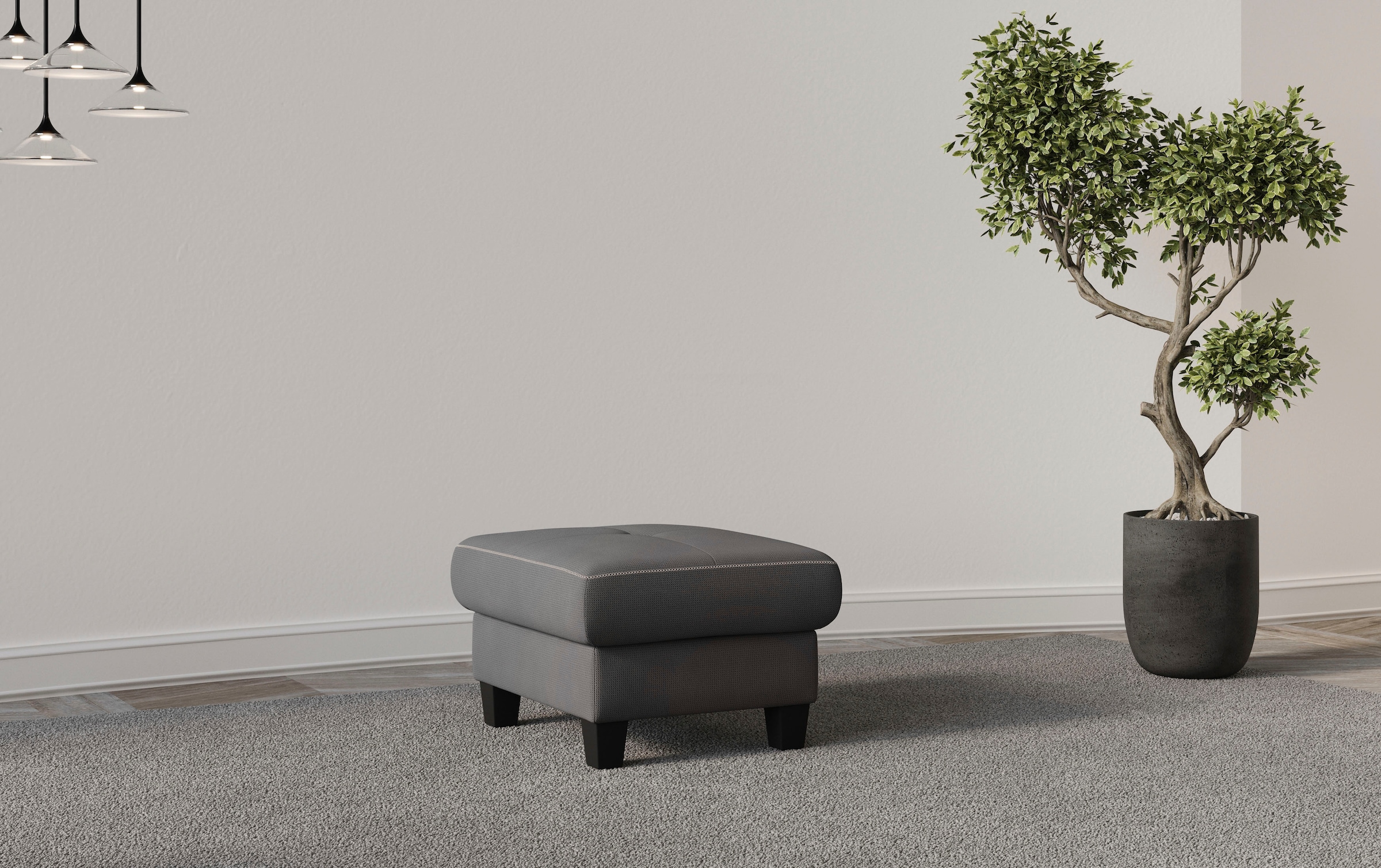 PLACES OF STYLE Polsterhocker "Varese" Kreuznaht in beige günstig online kaufen