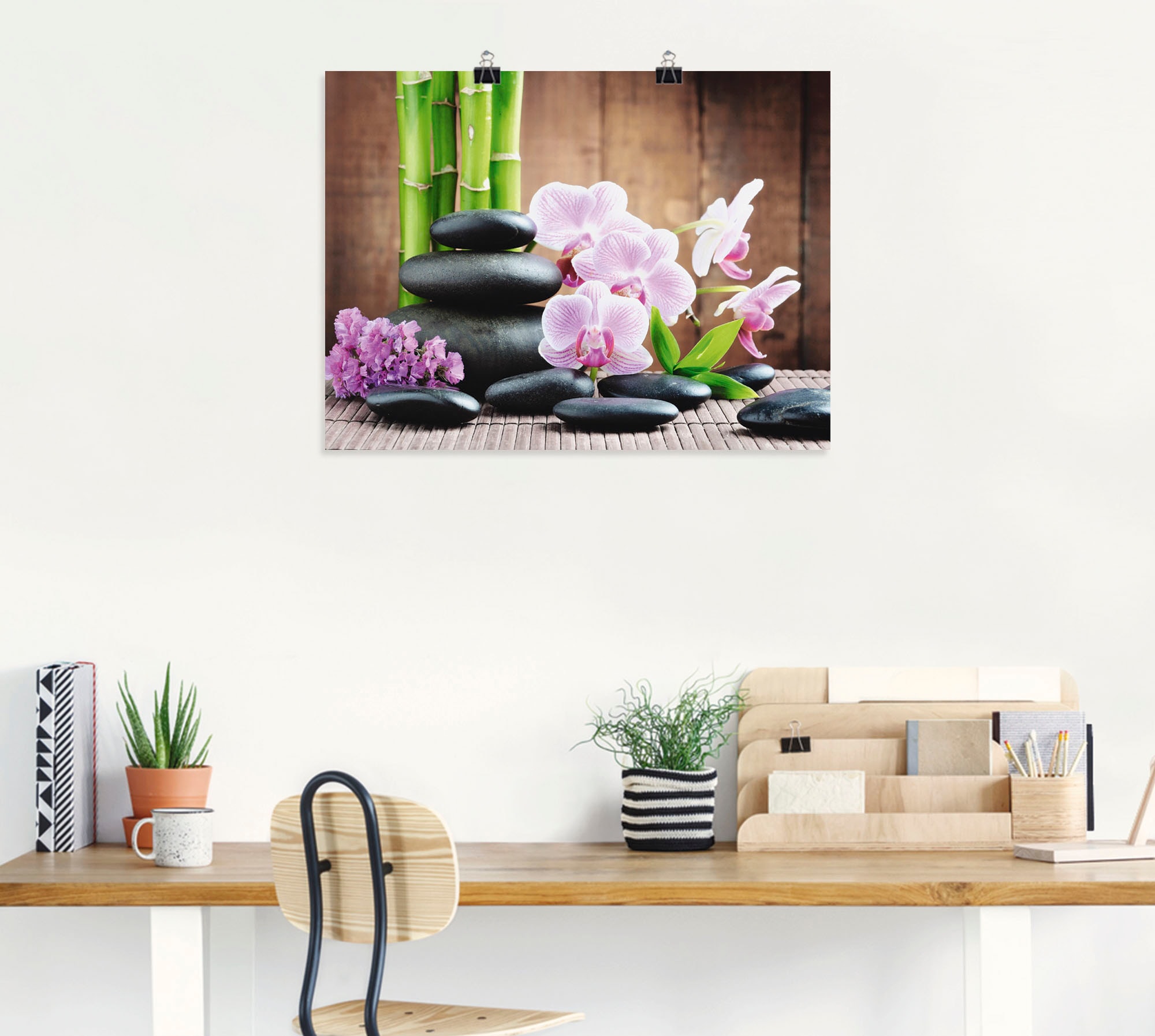 Artland Wandbild »Spa Konzept Zen Steinen Orchideen«, Zen, (1 St.), als Leinwandbild, Poster, Wandaufkleber in verschied. Größen