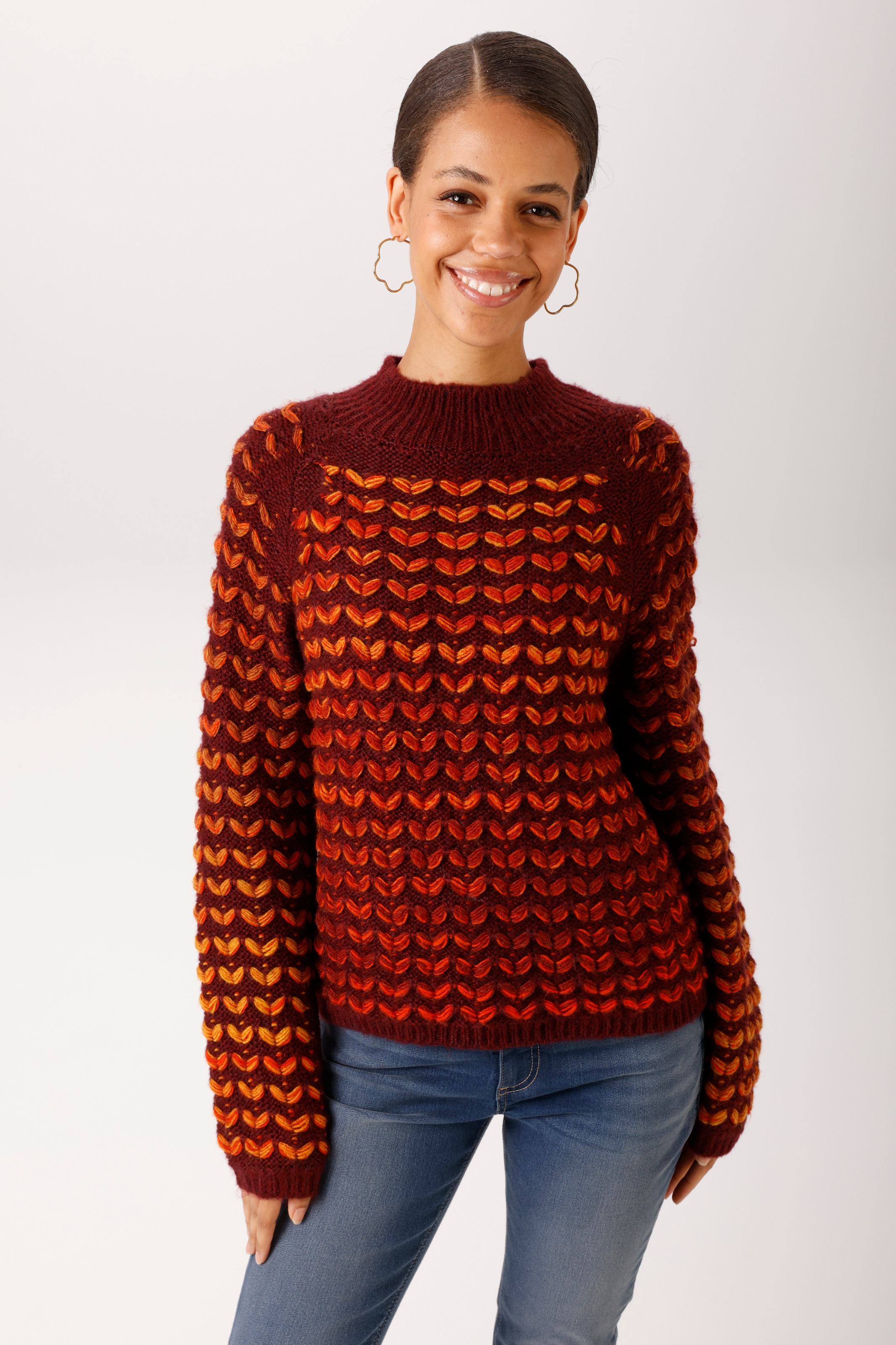 Aniston CASUAL Strickpullover im 3D-Effekt mit aufgestrickten Blättern - NEUE KOLLEKTION