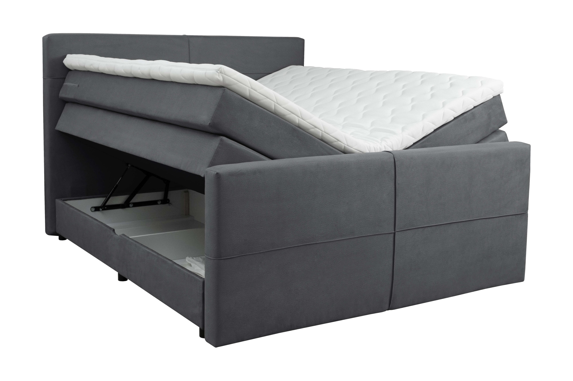 Home affaire Boxspringbett »Lucas, Doppelbett, Polsterbett, Federkernbett, Komforbett, 160,180 cm« inkl. Topper, zwei Bettkästen, Taschen-Federkernmatratze, Härtegrad 3