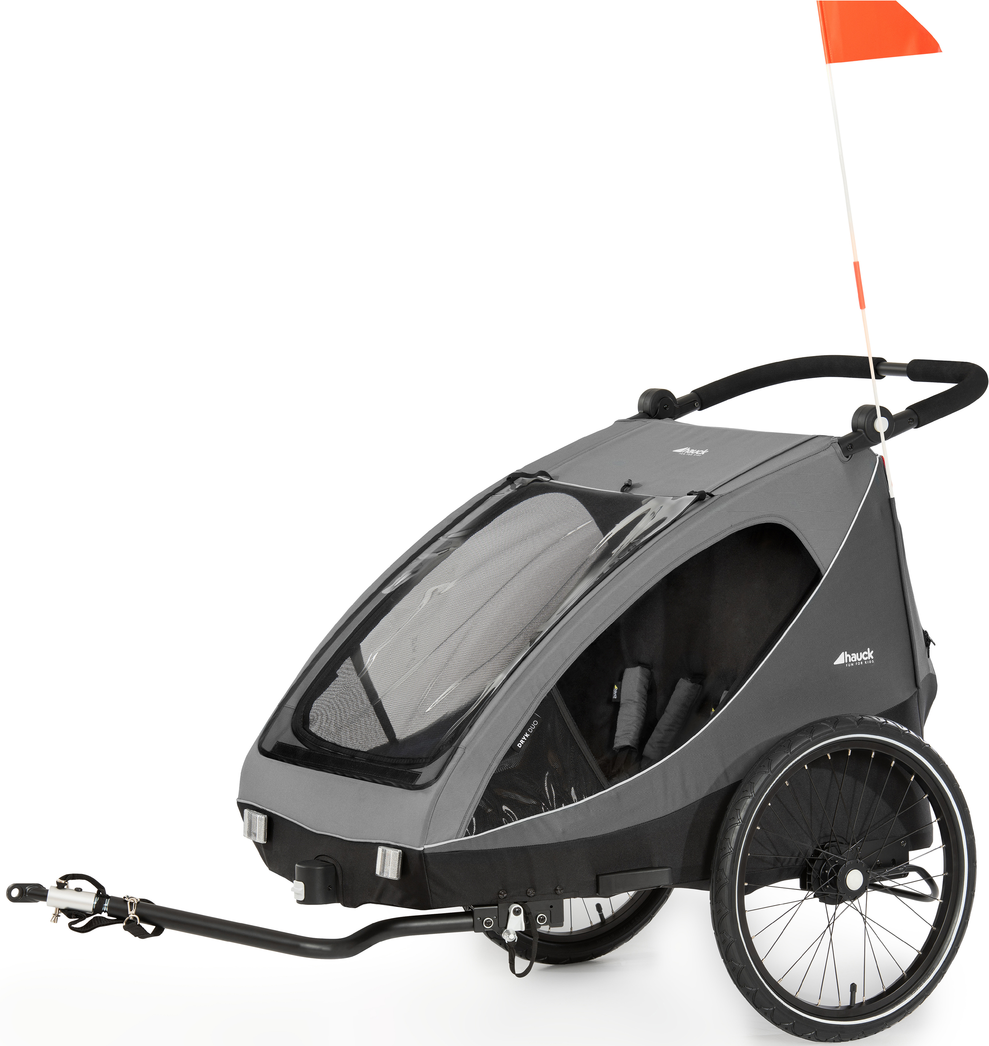 Fahrradkinderanhänger »2in1 Bike Trailer und Buggy Dryk Duo, grau«, für 2 Kinder;...