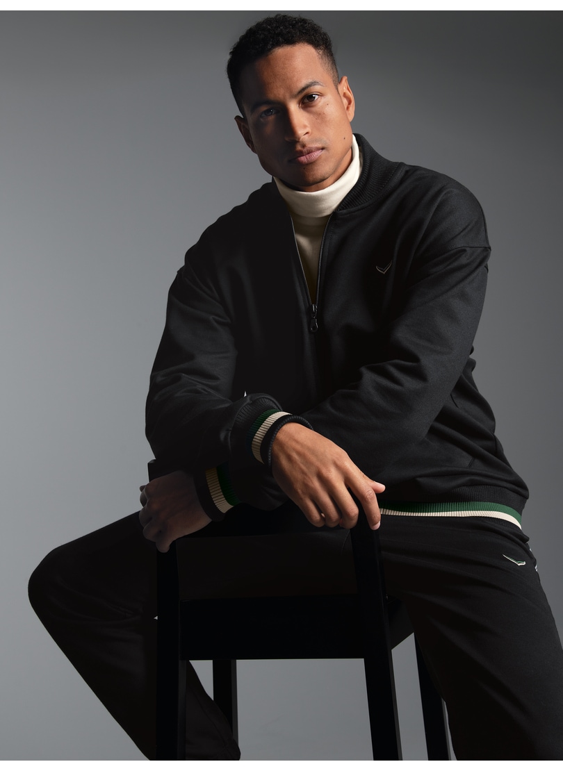Trigema Sweatjacke "TRIGEMA Collegejacke mit kontrastfarbigen Elementen" 1 günstig online kaufen