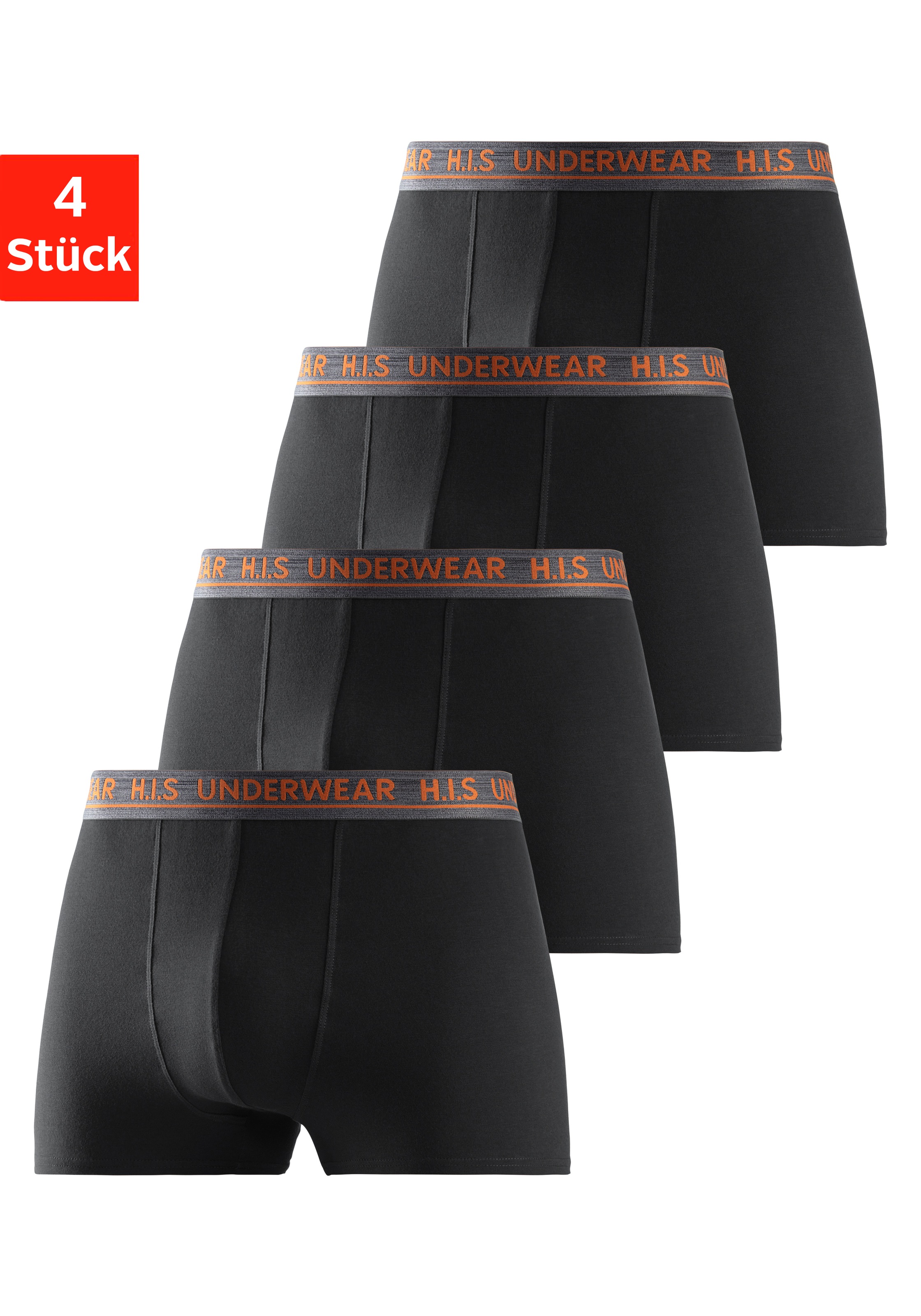 H.I.S Boxer "Boxershorts für Herren" Packung, 4 Stk. mit bequemem Stretchbündchen