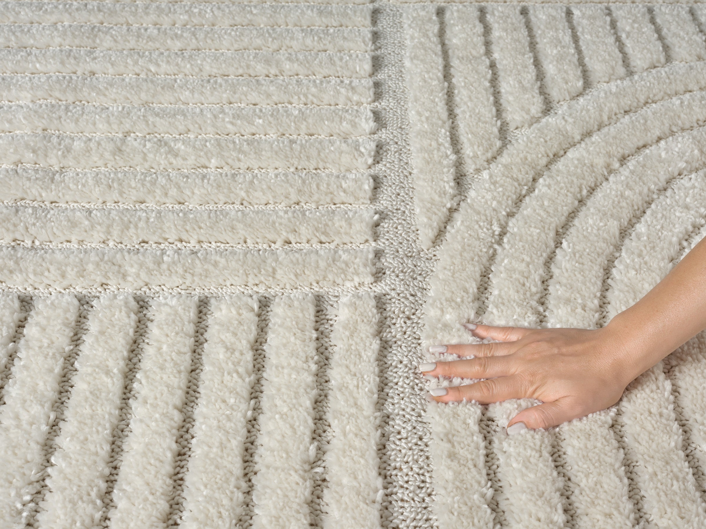 OTTO home Teppich »Jonne, Boho-Design, Scandi, Designteppich« rechteckig 20 mm Höhe Hoch-Tief, 3D Optik, skandinavischer Stil, Wohnzimmer, Schlafzimmer