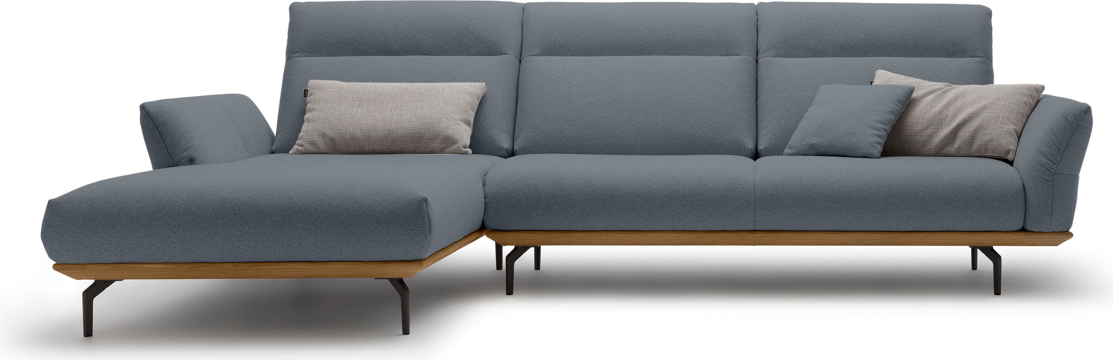 Creation BY ROLF BENZ Ecksofa "CR.460 Design-Sofa der Extraklasse, verstellbare Rückenlehne, L-Form" Sockel in Nussbaum, Winkelfüße in Umbragrau, Breite 318 cm