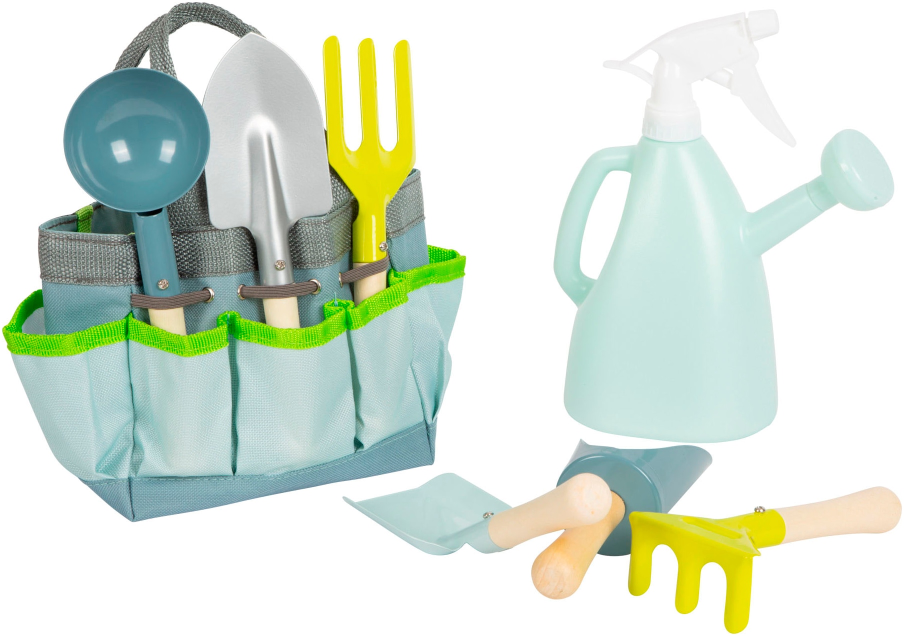 SMALL FOOT Kinder Kinder-Gartenset "Gartentasche mit Gartenwerkzeug", bunt, B:27cm H:15cm L:10cm, Spielwerkzeug