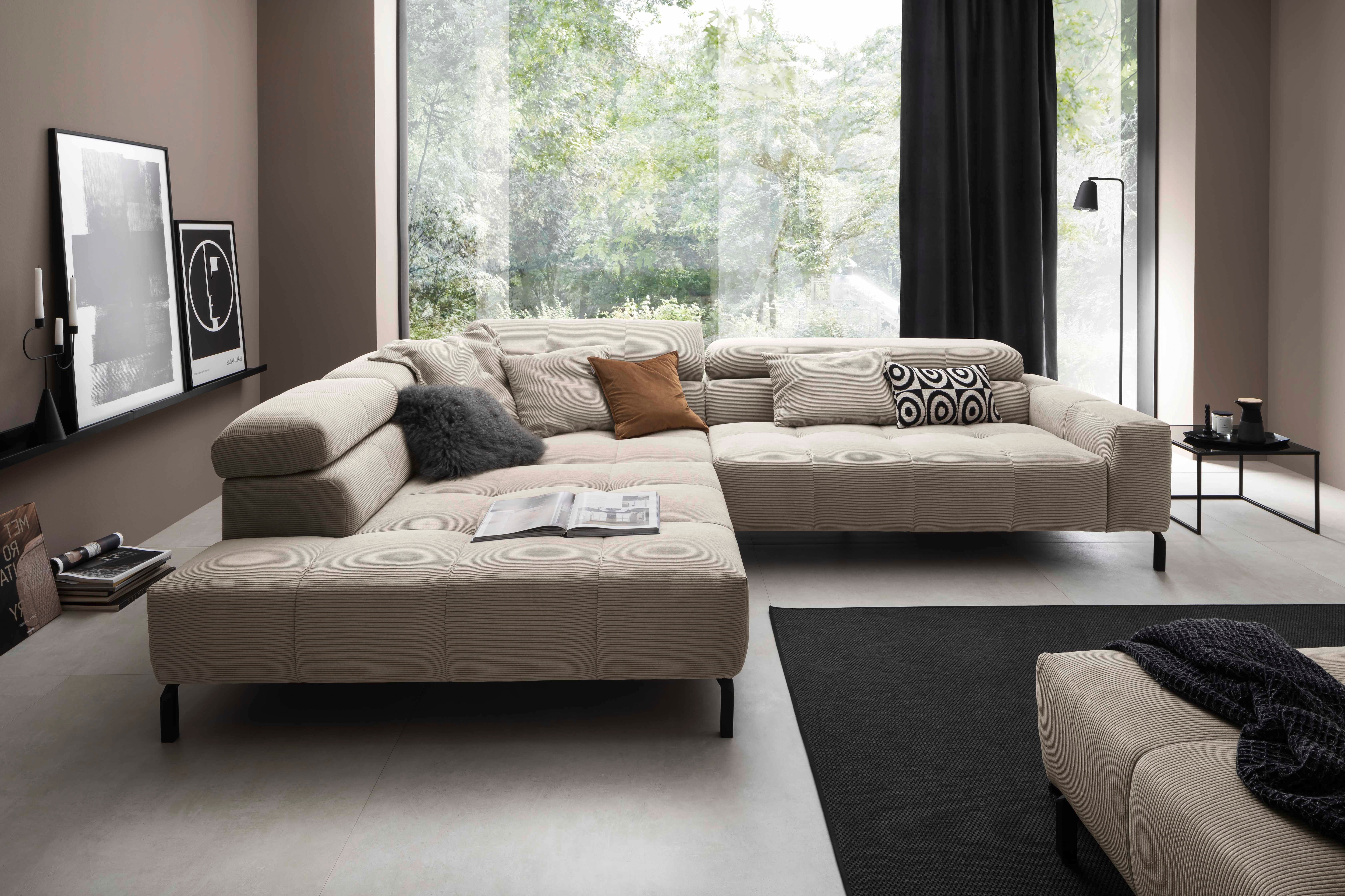 Home affaire Ecksofa "Claya, 311 cm breit, L-Form, inkl. Kopfteilverstellung" ohne elektrischen Sitzvorzug