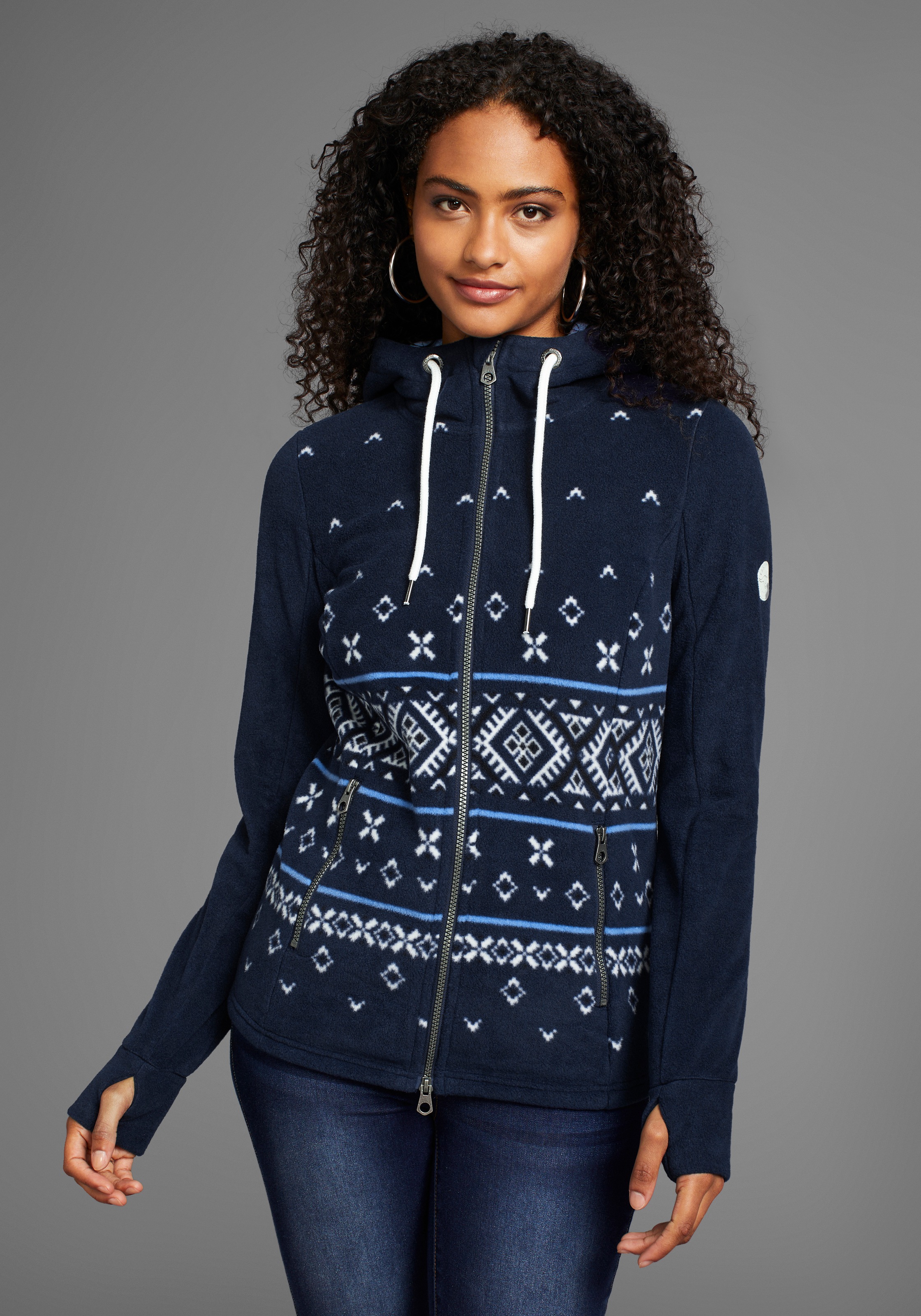 KangaROOS Fleecejacke, mit Kapuze, mit Norweger Muster und Kapuze günstig online kaufen