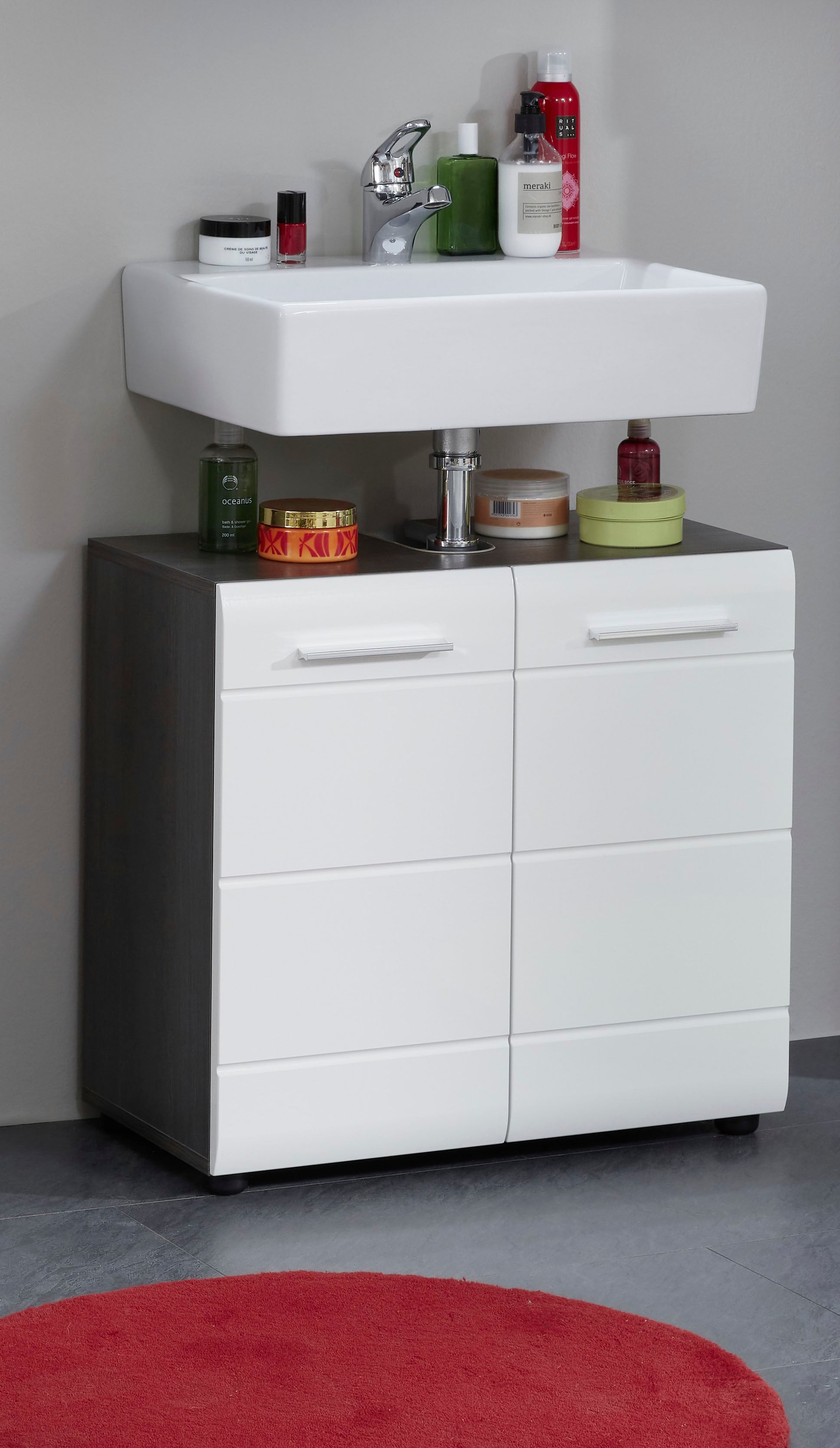 welltime Waschbeckenunterschrank "Sovana" Waschbeckenunterschrank mit 2 Türen - (B/T/H) 60/31/57 cm