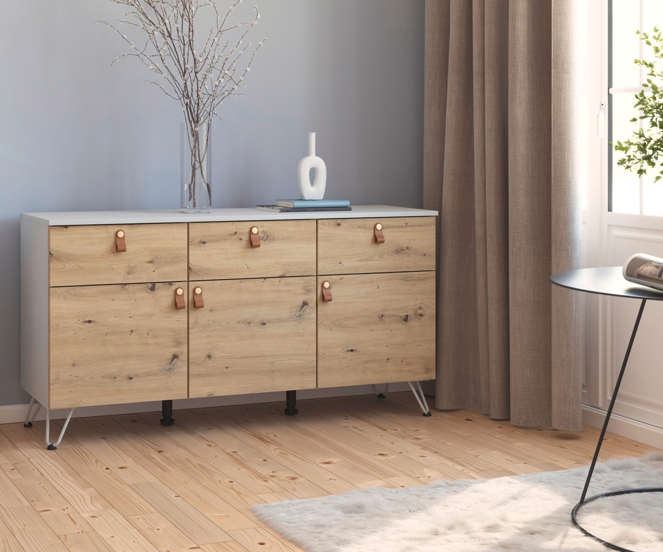 rauch Kombikommode "Homey by Aditio", mit Grifflaschen in Leder, 3 Schublad günstig online kaufen