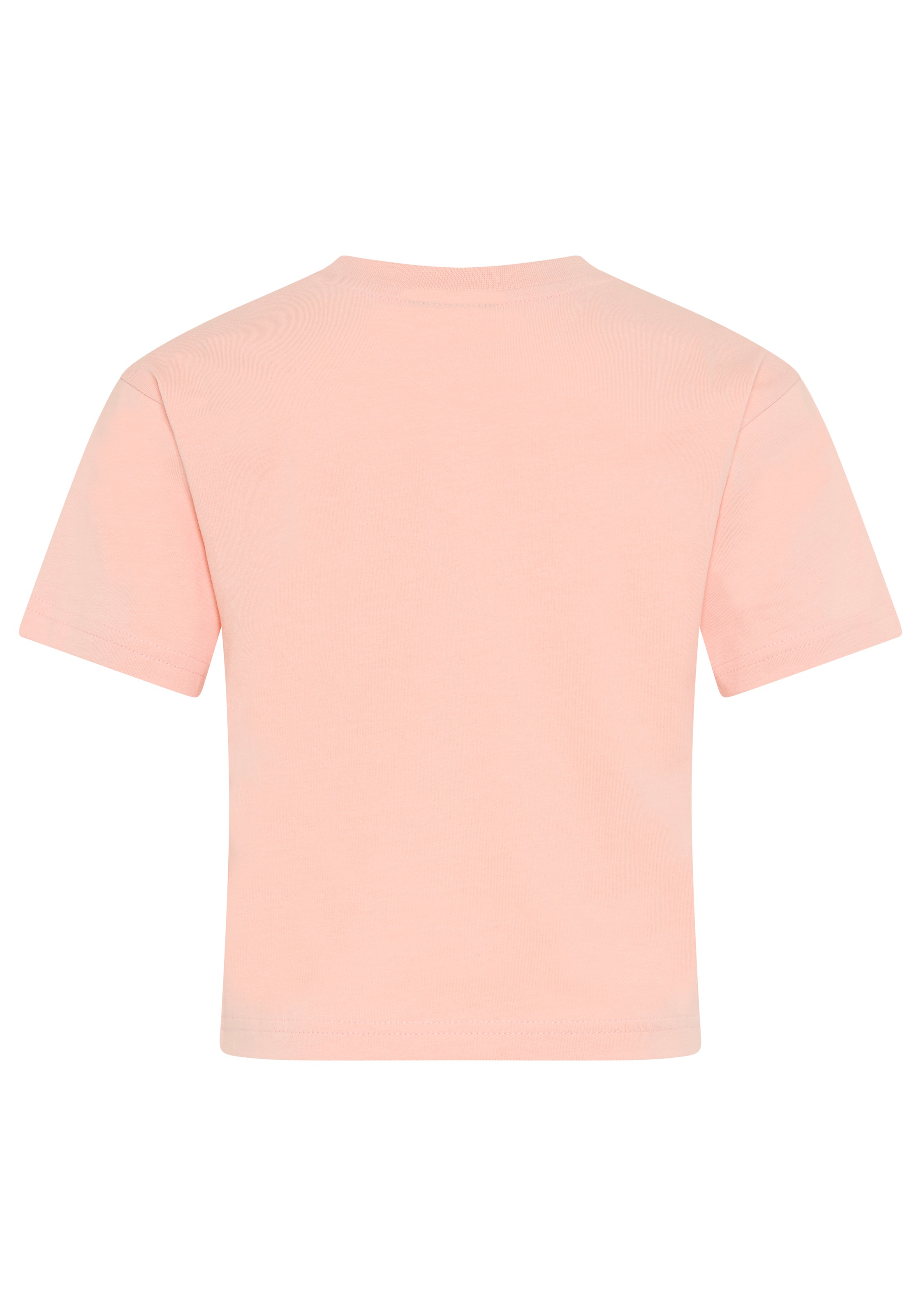 KIDSWORLD T-Shirt »mit süßen Druck und Häckelblumen« lässige Passform, Kurzarm, geblümt, mit Häkelapplikation