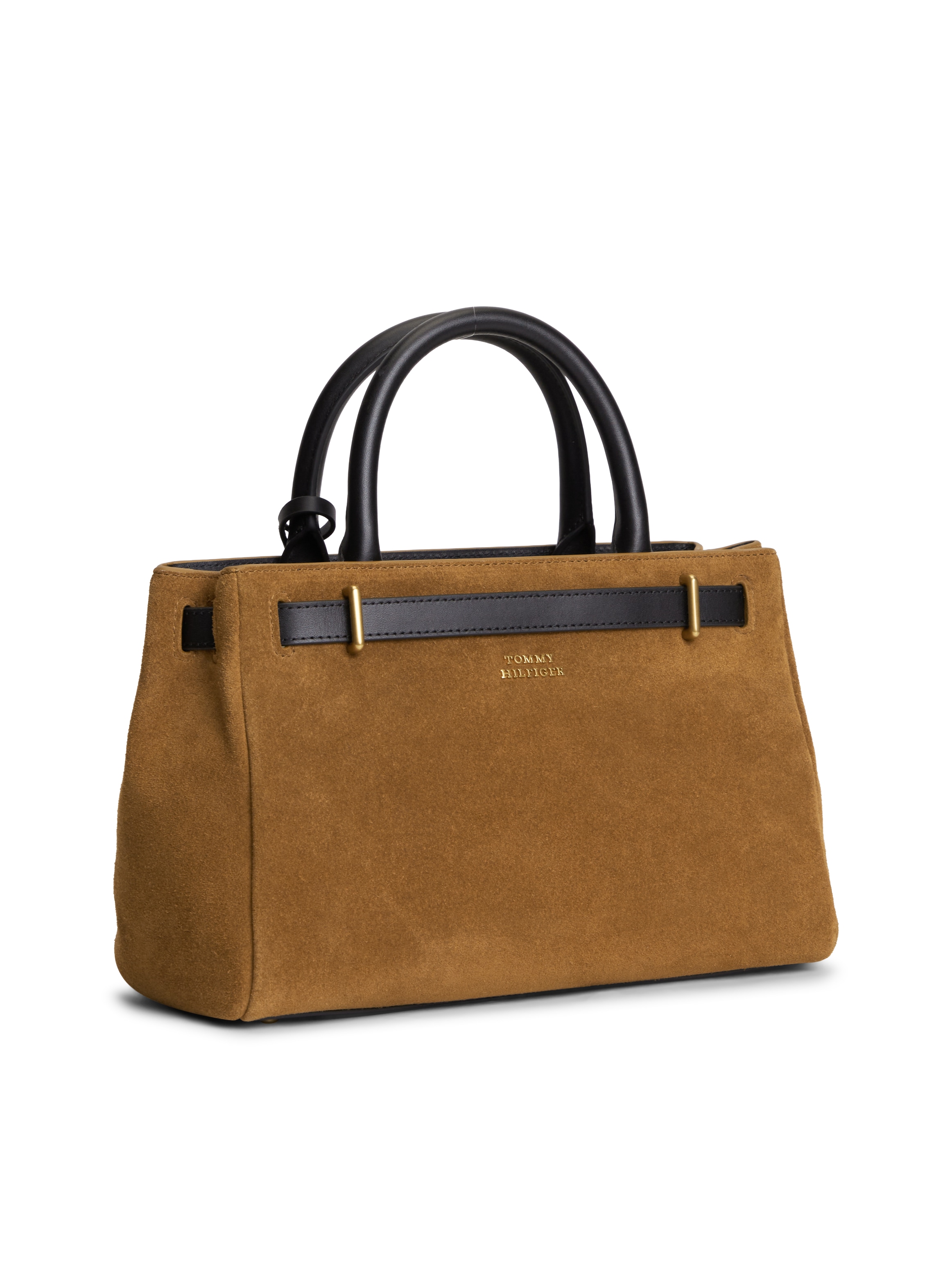 Tommy Hilfiger Handtasche »AMERICAN ICON MINI TOTE SUEDE LE« Damen Schultertasche, Umhängetasche mit TH-Schloss-Schmuckanhgänger