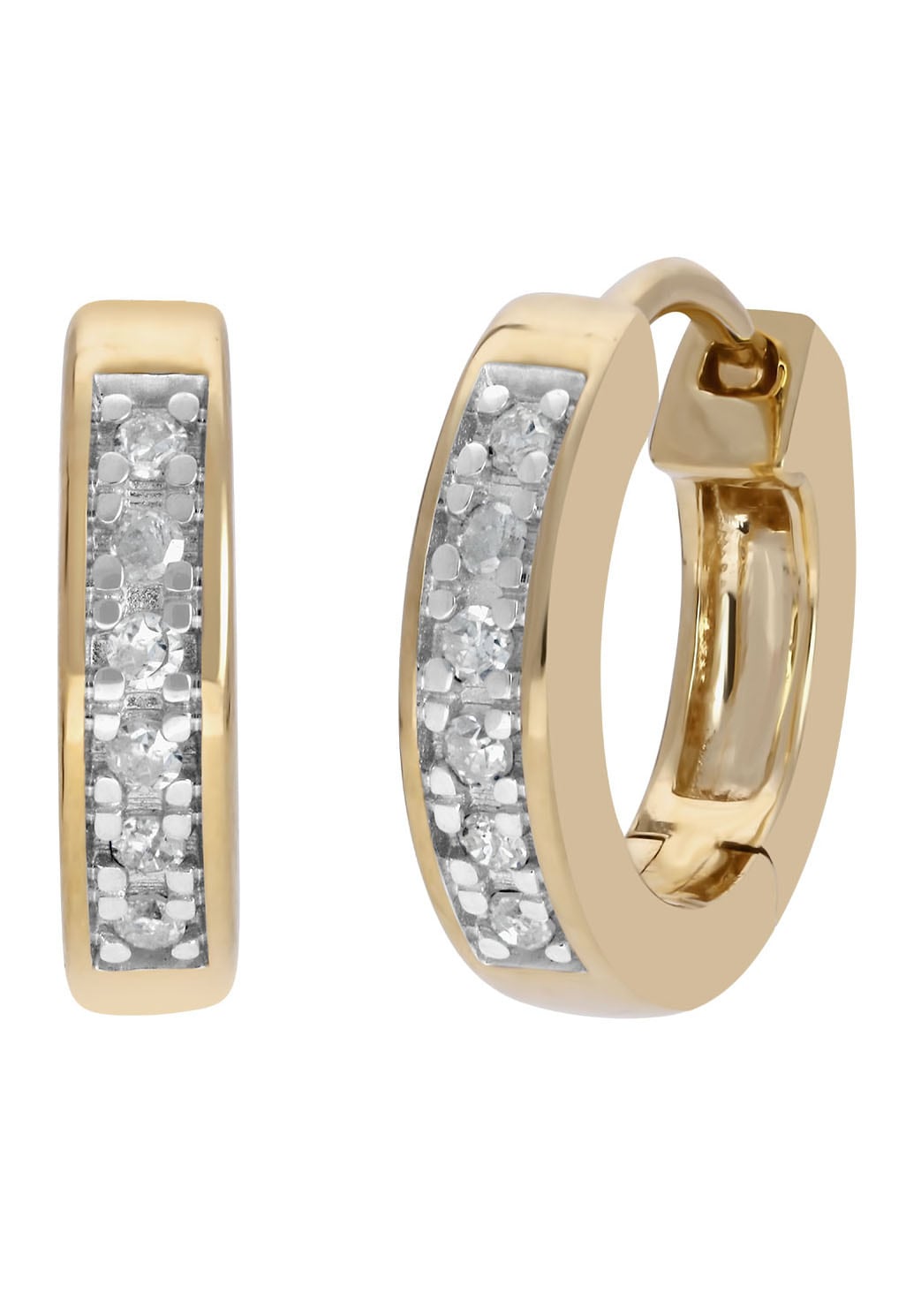 Firetti Paar Creolen »Schmuck Geschenk Gold 585, Huggie«, mit Diamant