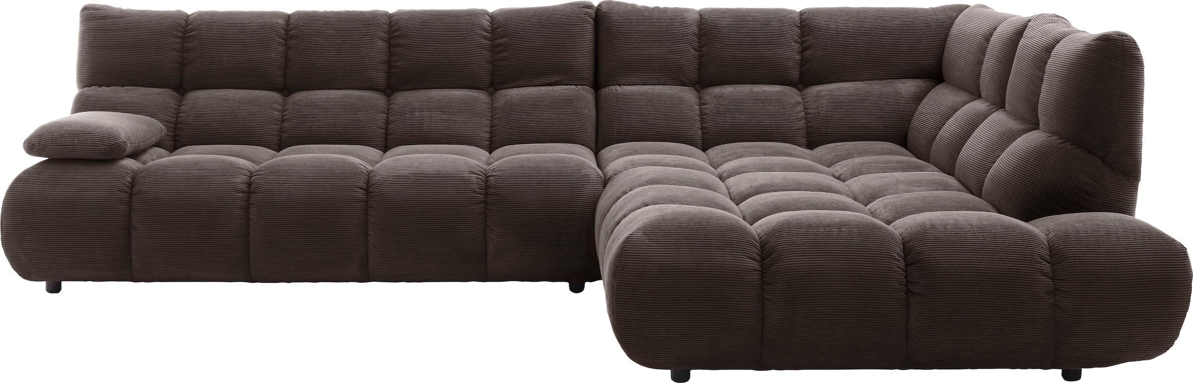 Home affaire Ecksofa "Cozy Bubble, mit klappbarer Armlehne, Breite 324 cm" mit eleganter Steppung, Rundumbezug & weicher Polsterung